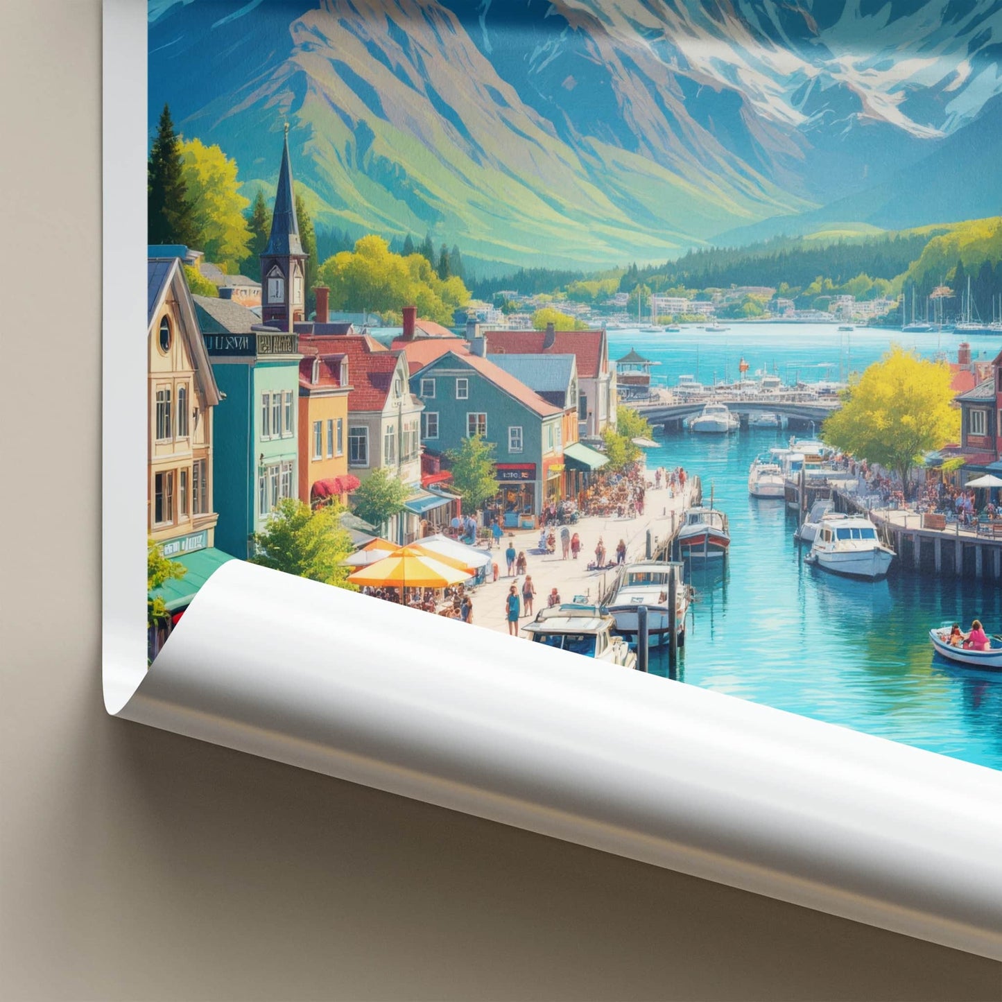 Glenorchy Poster - New Zealand Travel Art - Mountain Lake Village Home Decor