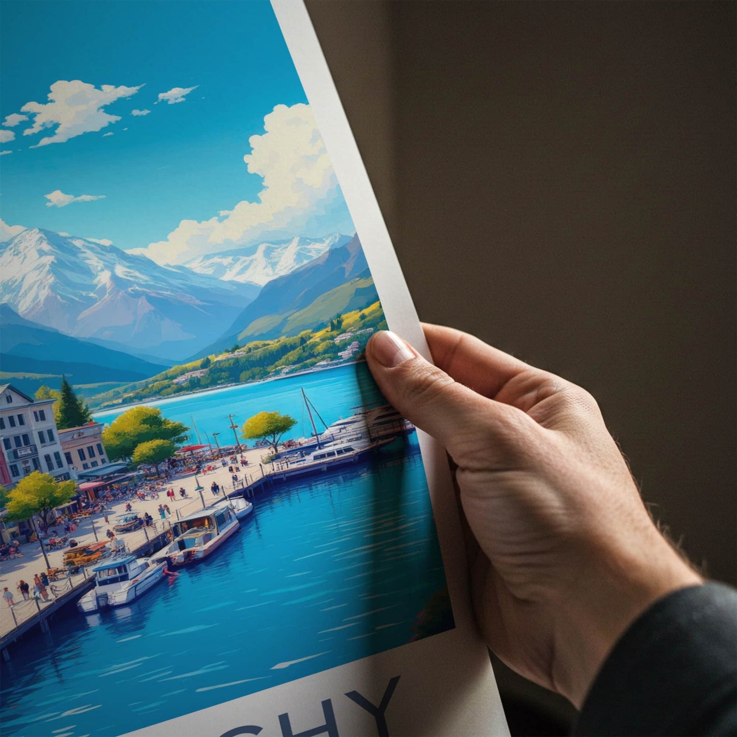 Glenorchy Poster - New Zealand Travel Art - Vibrant Lakeside Promenade Home Decor