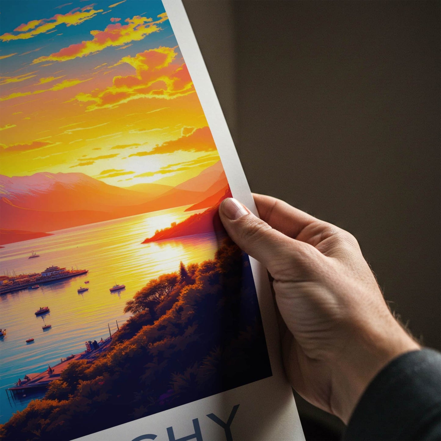 Glenorchy Poster - New Zealand Travel Art - Vibrant Town Sunset Home Decor