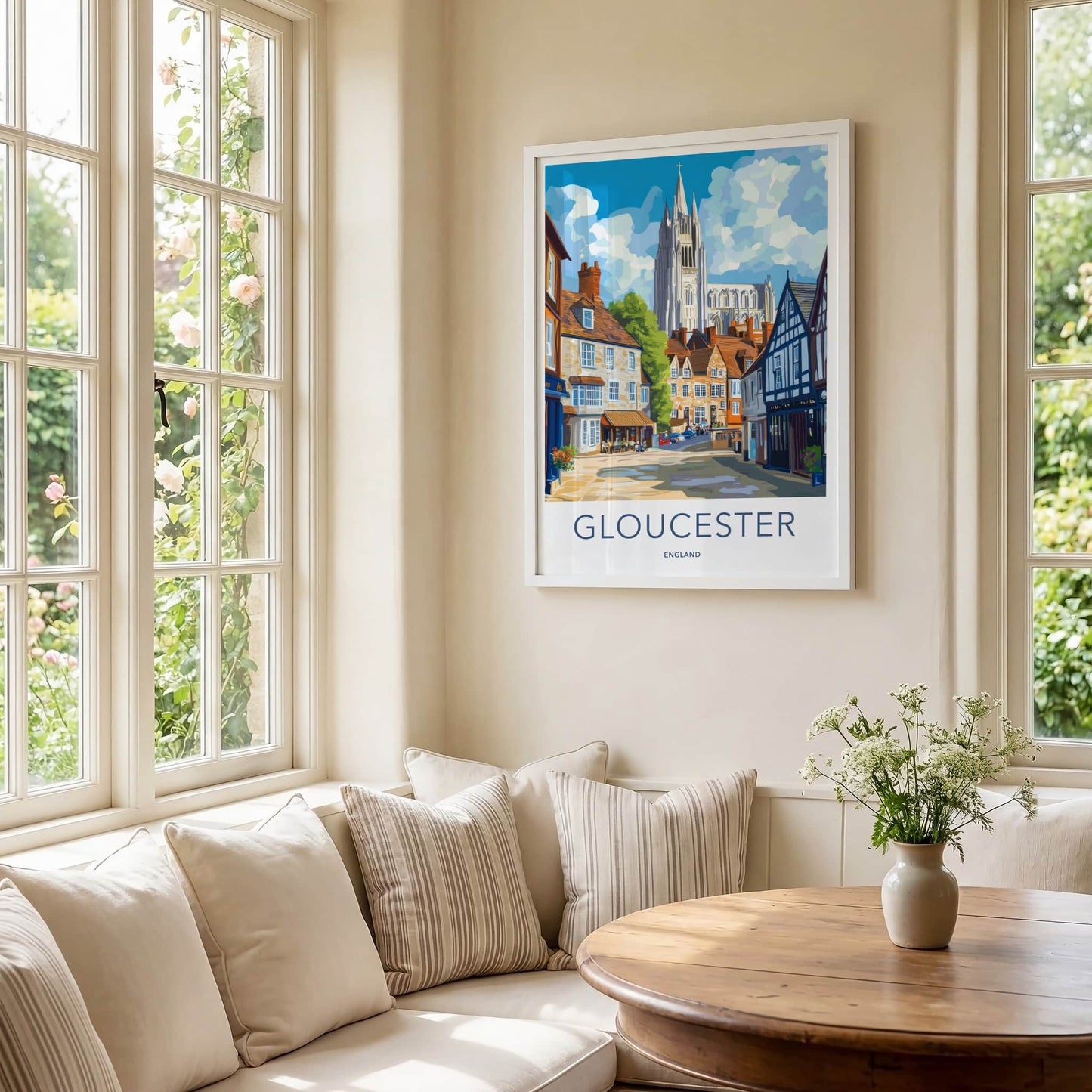 Gloucester Poster - England Travel Art - Charming Cathedral Street Home Decor