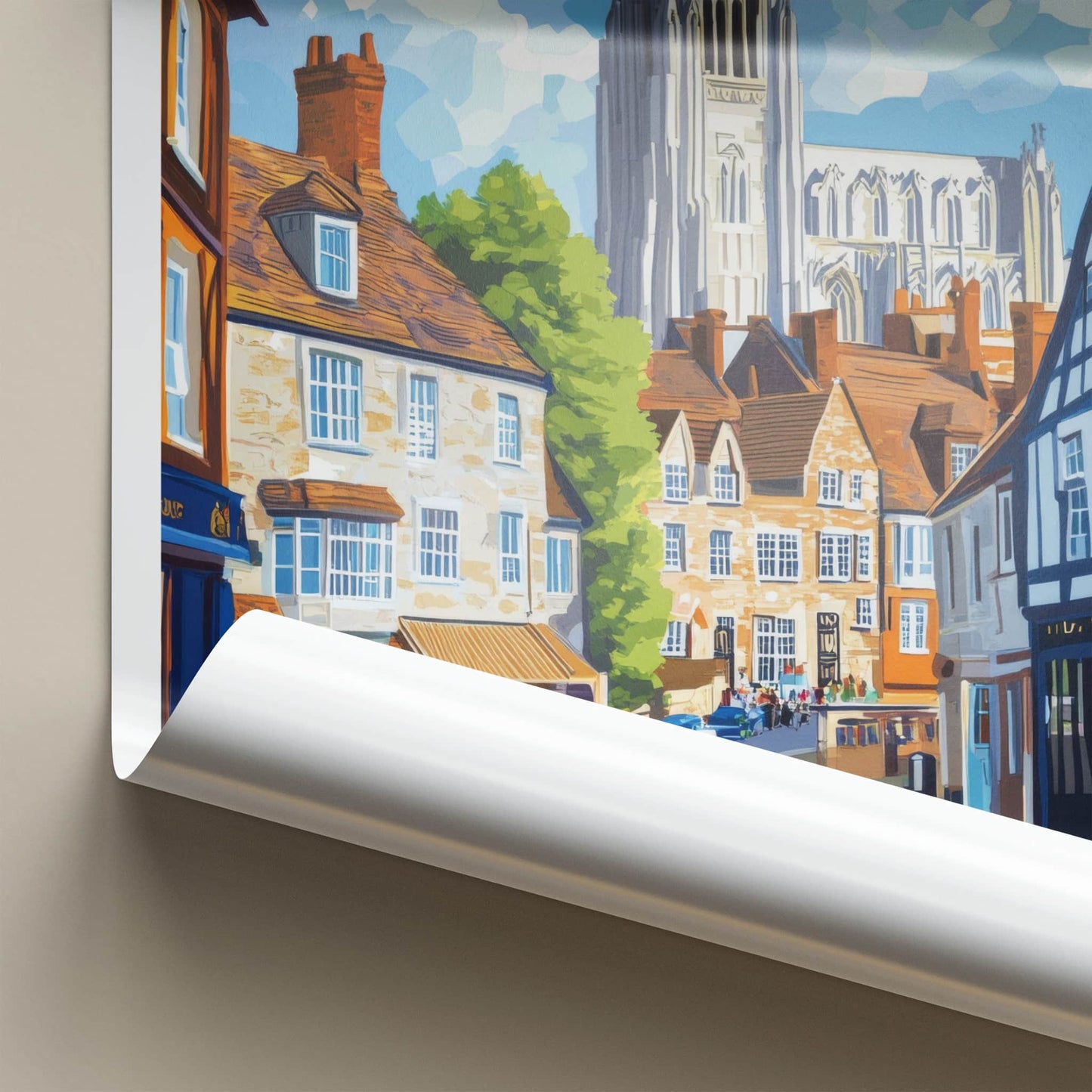 Gloucester Poster - England Travel Art - Charming Cathedral Street Home Decor