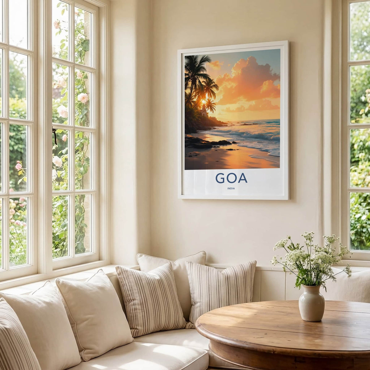 Goa Poster - India Framed Print - Goa Beach Sunset Lounge Decor