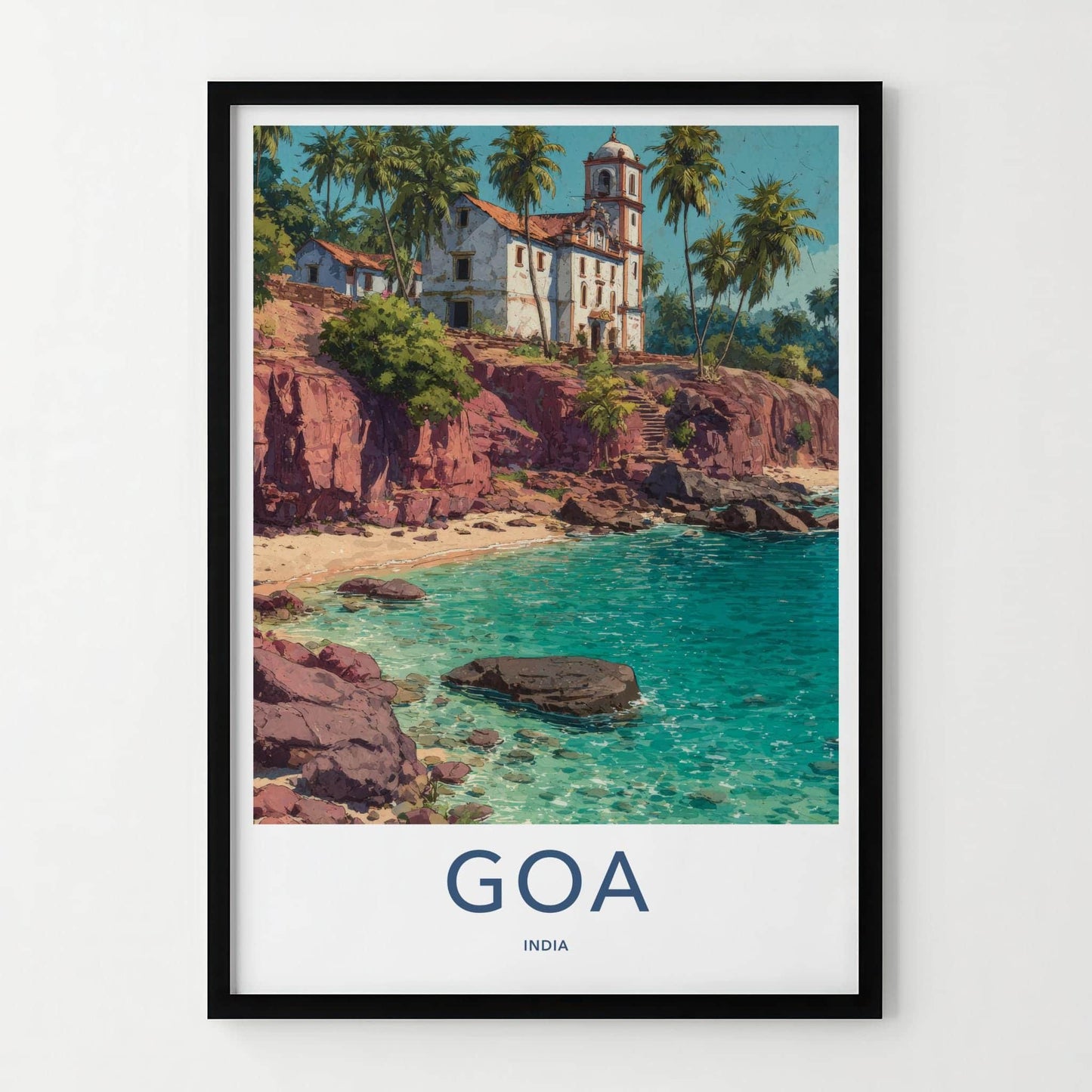 Goa Poster - India Framed Print - Goa Coastal Church Scene Framed Decor