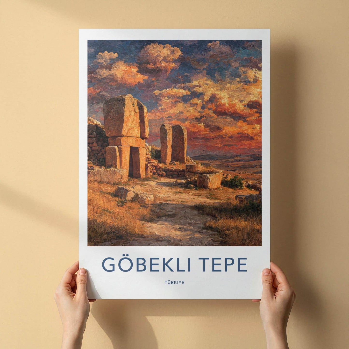Gobekli Tepe Poster - Turkey Travel Art - Ancient Stone Pillars Home Decor