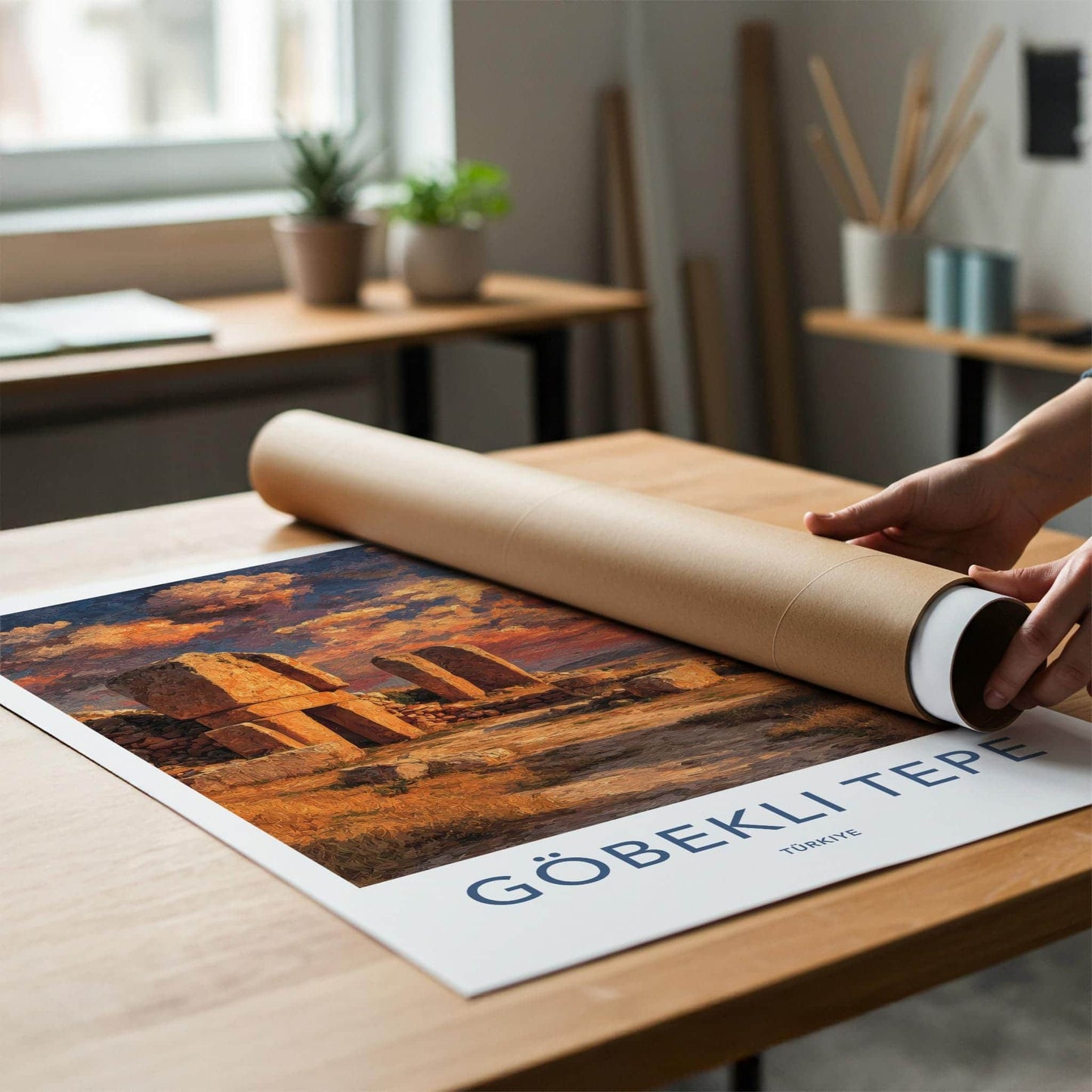 Gobekli Tepe Poster - Turkey Travel Art - Ancient Stone Pillars Home Decor