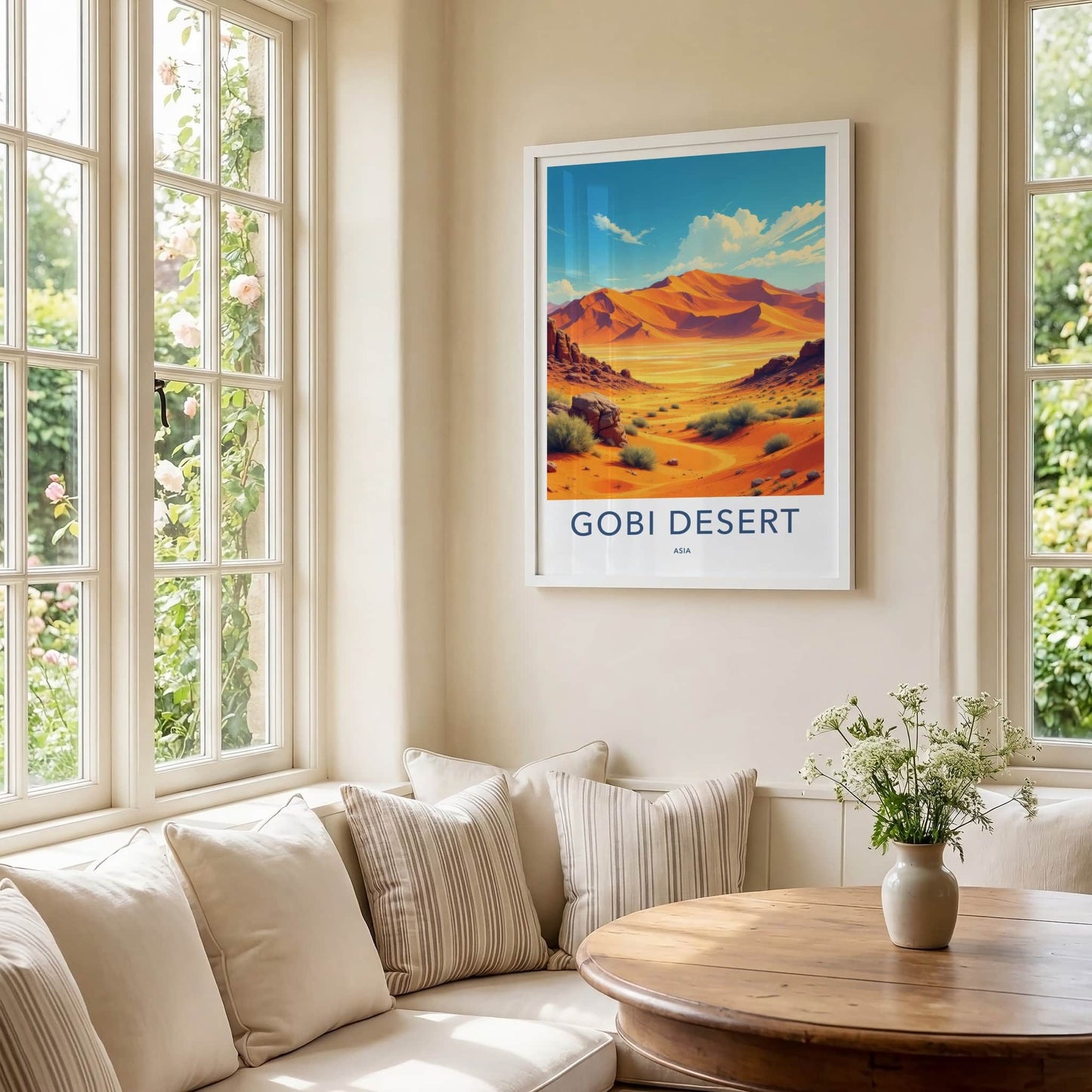 Gobi Desert Poster - Asia Travel Art - Orange Desert Landscape Home Decor