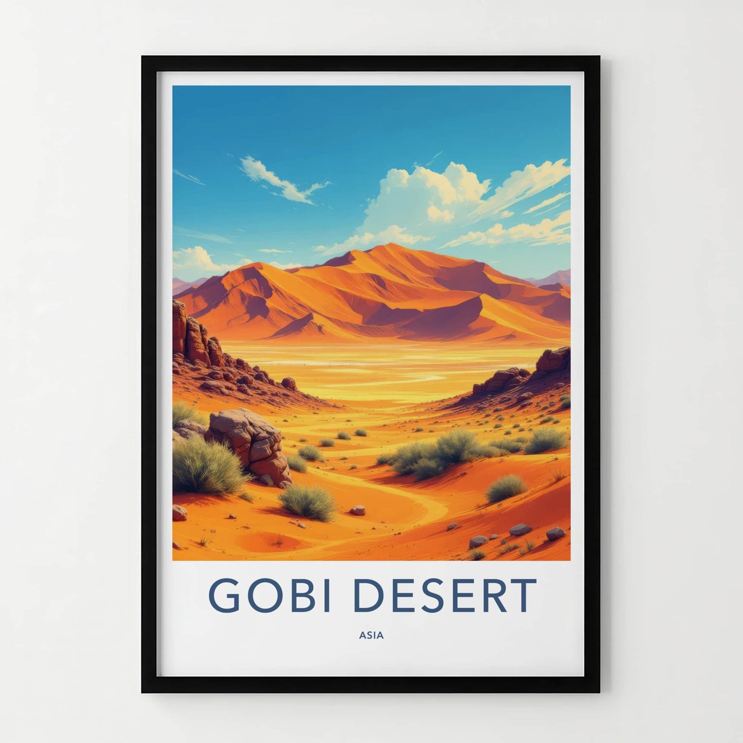 Gobi Desert Poster - Asia Travel Art - Orange Desert Landscape Home Decor