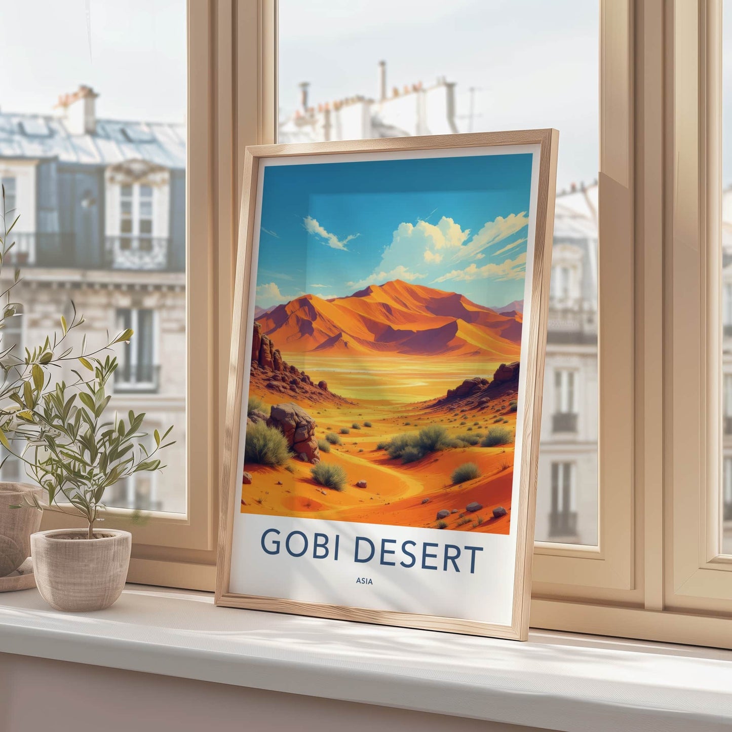 Gobi Desert Poster - Asia Travel Art - Orange Desert Landscape Home Decor