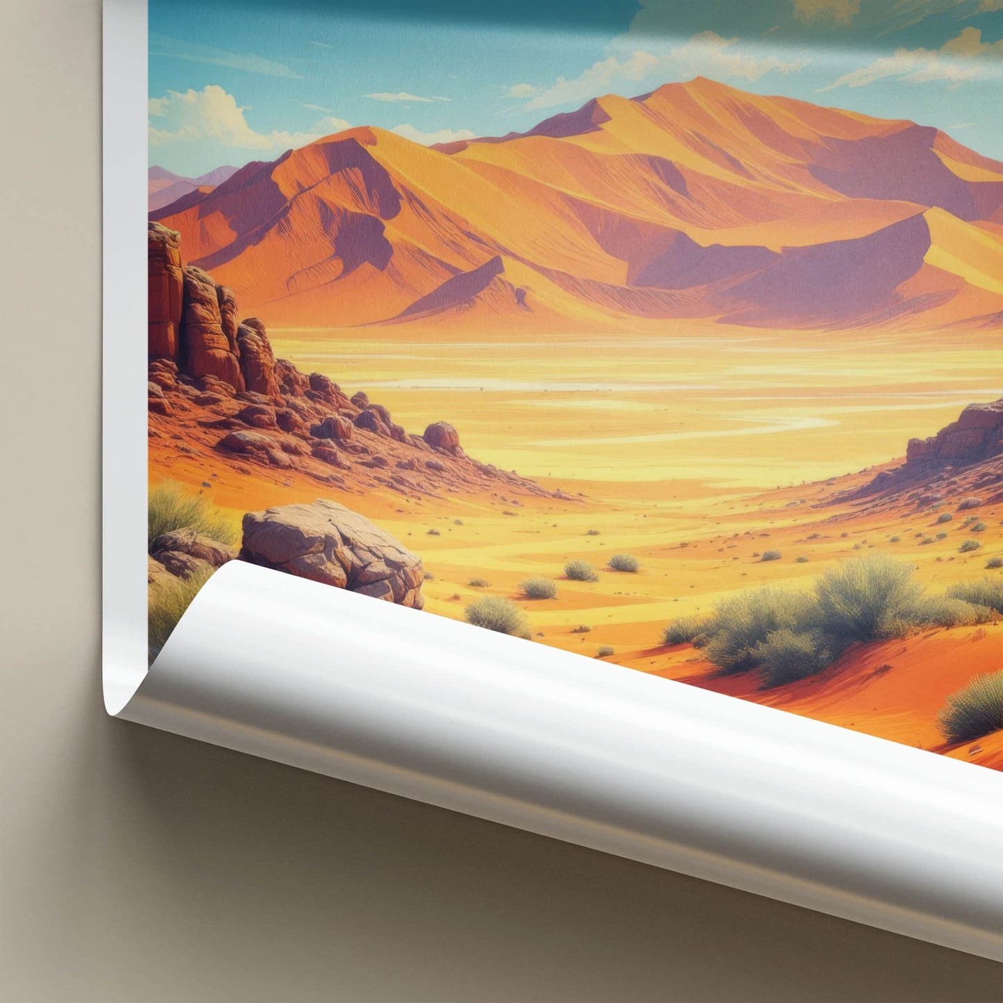 Gobi Desert Poster - Asia Travel Art - Orange Desert Landscape Home Decor