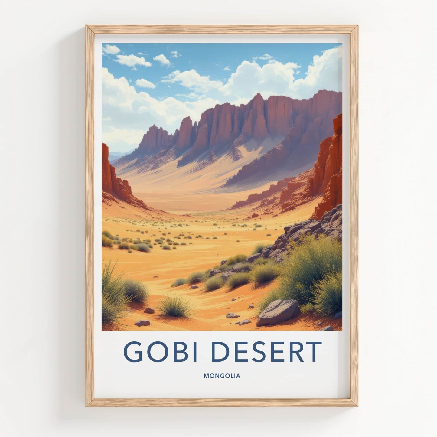 Gobi Desert Poster - Mongolia Travel Art - Arid Desert Landscape Home Decor