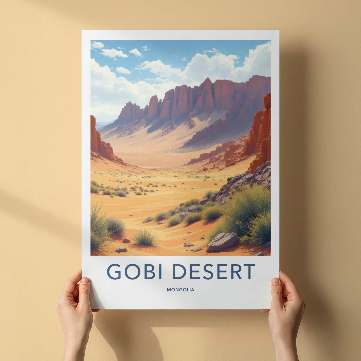 Gobi Desert Poster - Mongolia Travel Art - Arid Desert Landscape Home Decor