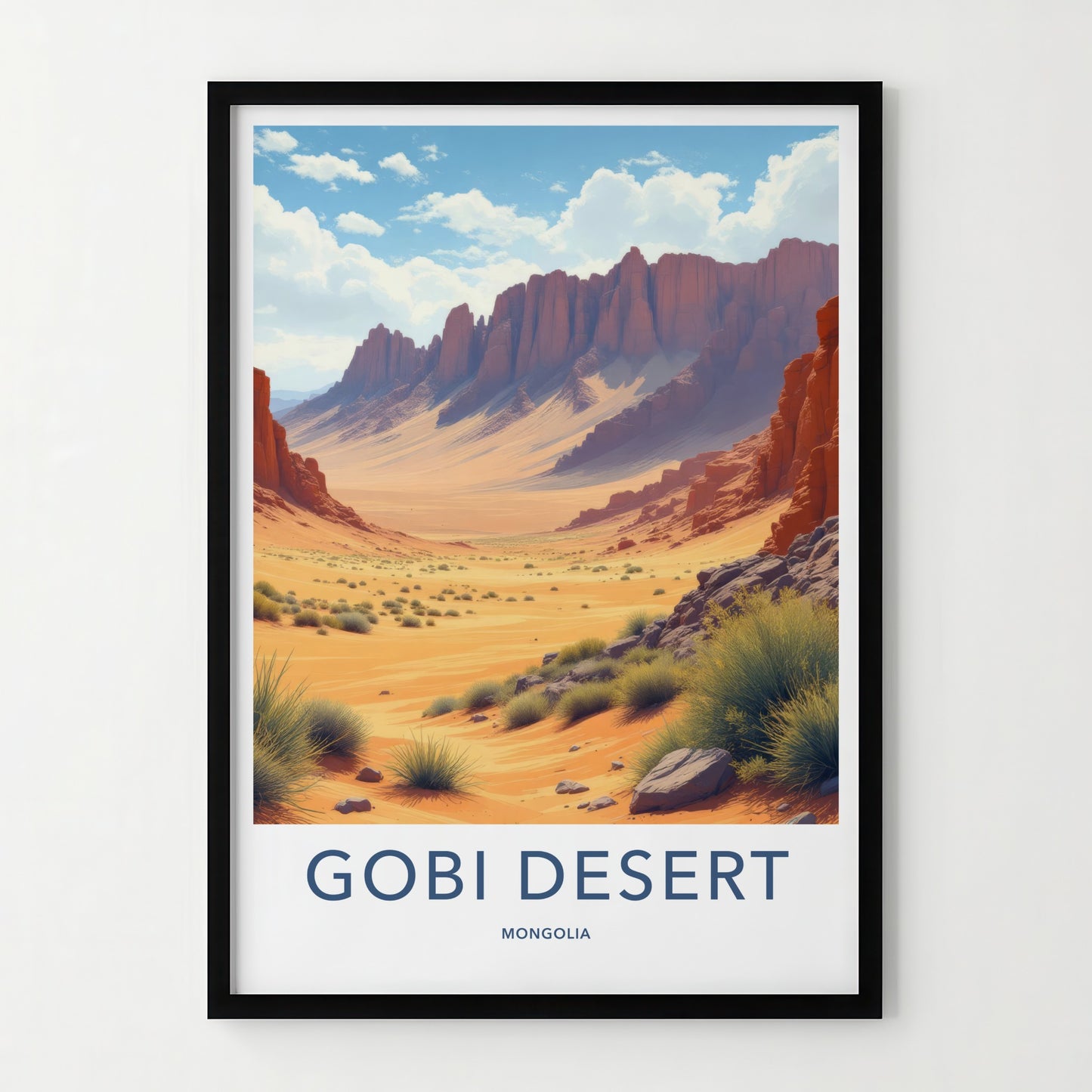 Gobi Desert Poster - Mongolia Travel Art - Arid Desert Landscape Home Decor