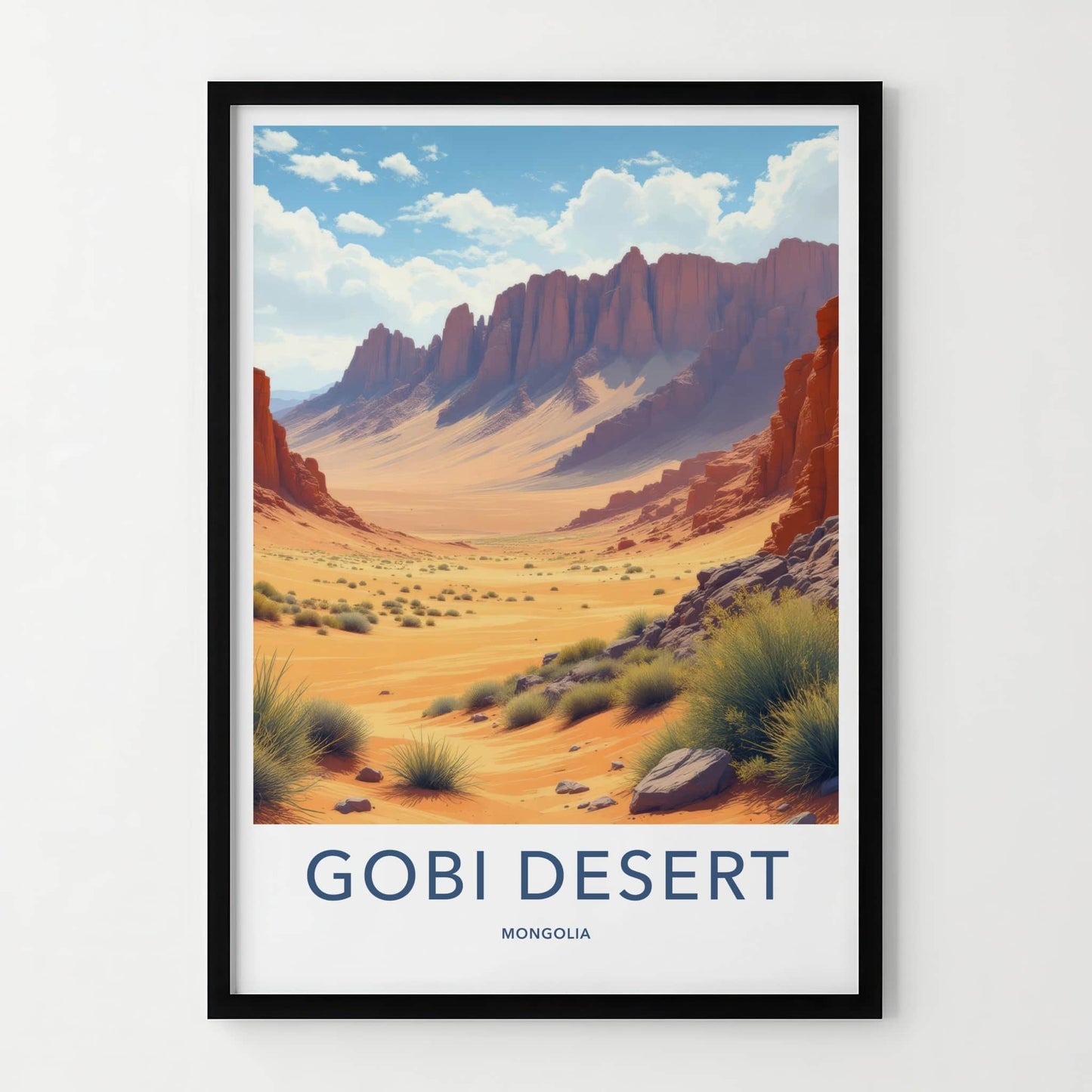 Gobi Desert Poster - Mongolia Travel Art - Arid Desert Landscape Home Decor