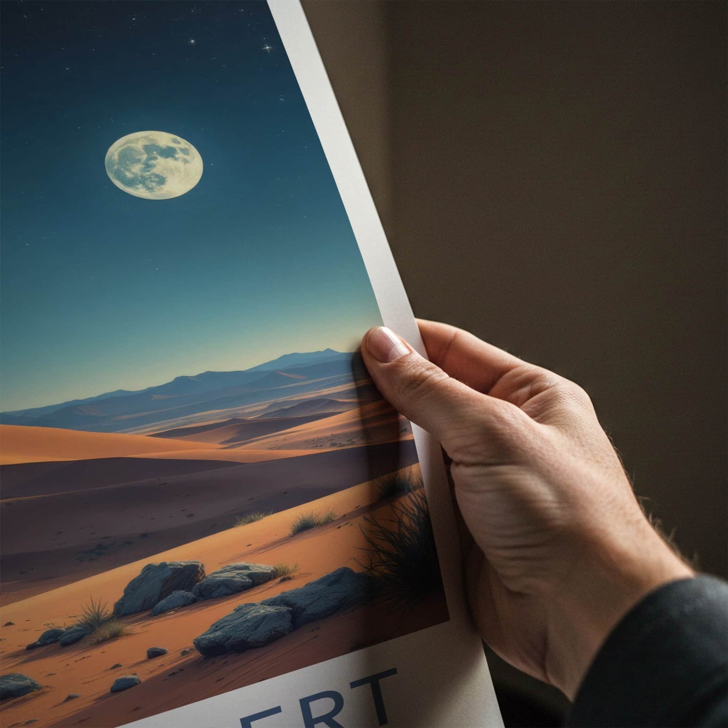 Gobi Desert Poster - Mongolia Travel Art - Starry Desert Night Wall Decor
