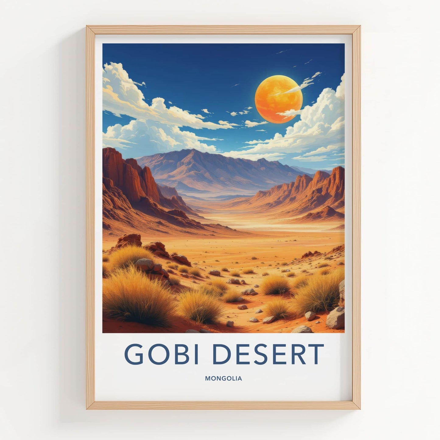 Gobi Desert Poster - Mongolia Travel Art - Vast Desert Vista Wall Decor