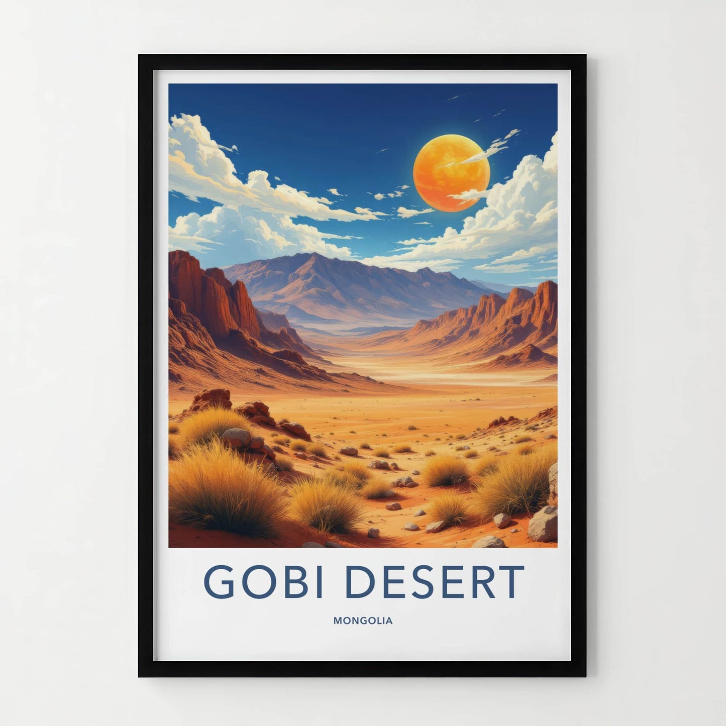 Gobi Desert Poster - Mongolia Travel Art - Vast Desert Vista Wall Decor