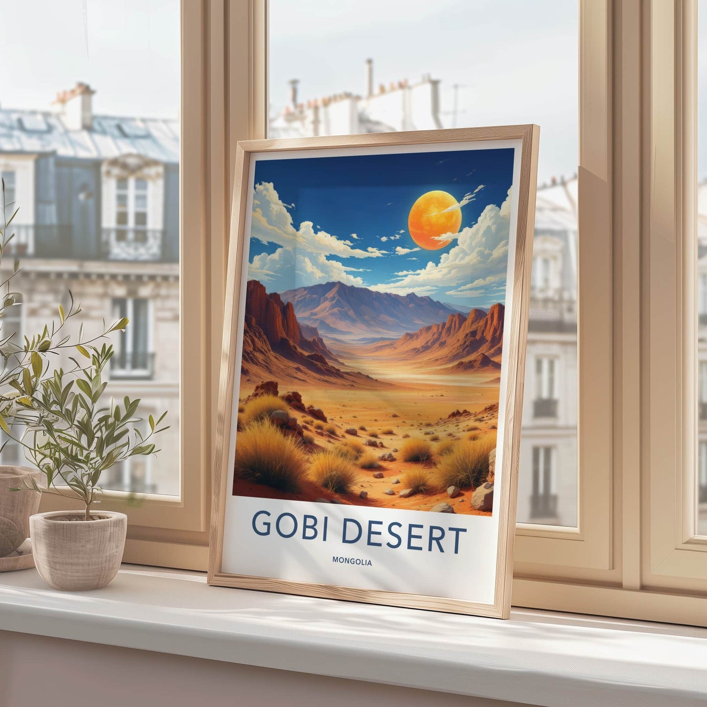 Gobi Desert Poster - Mongolia Travel Art - Vast Desert Vista Wall Decor