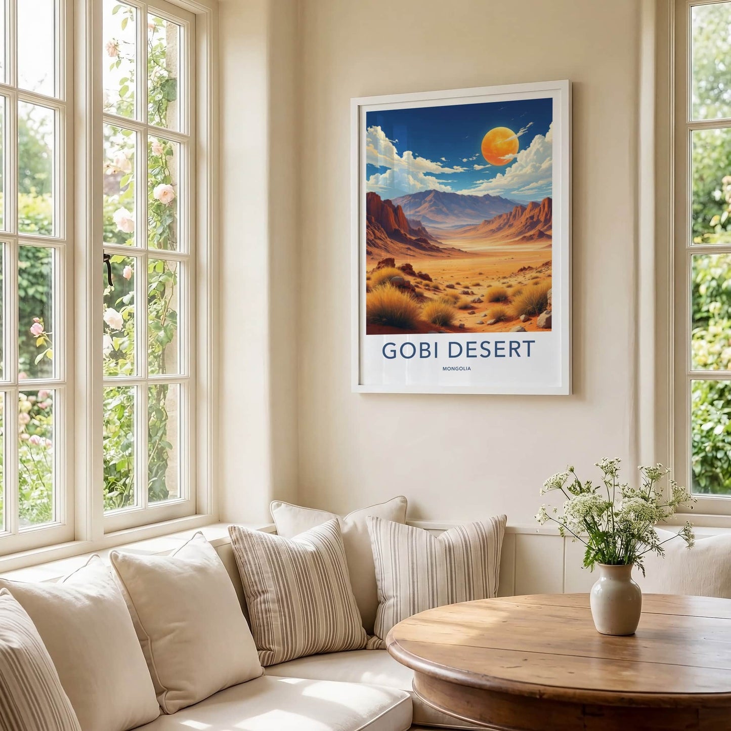 Gobi Desert Poster - Mongolia Travel Art - Vast Desert Vista Wall Decor