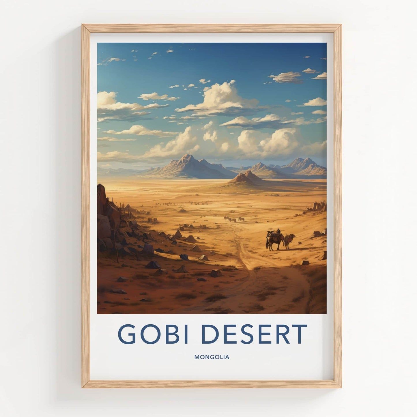 Gobi Desert Poster - Mongolia Travel Art - Vast Sandy Landscape Home Decor