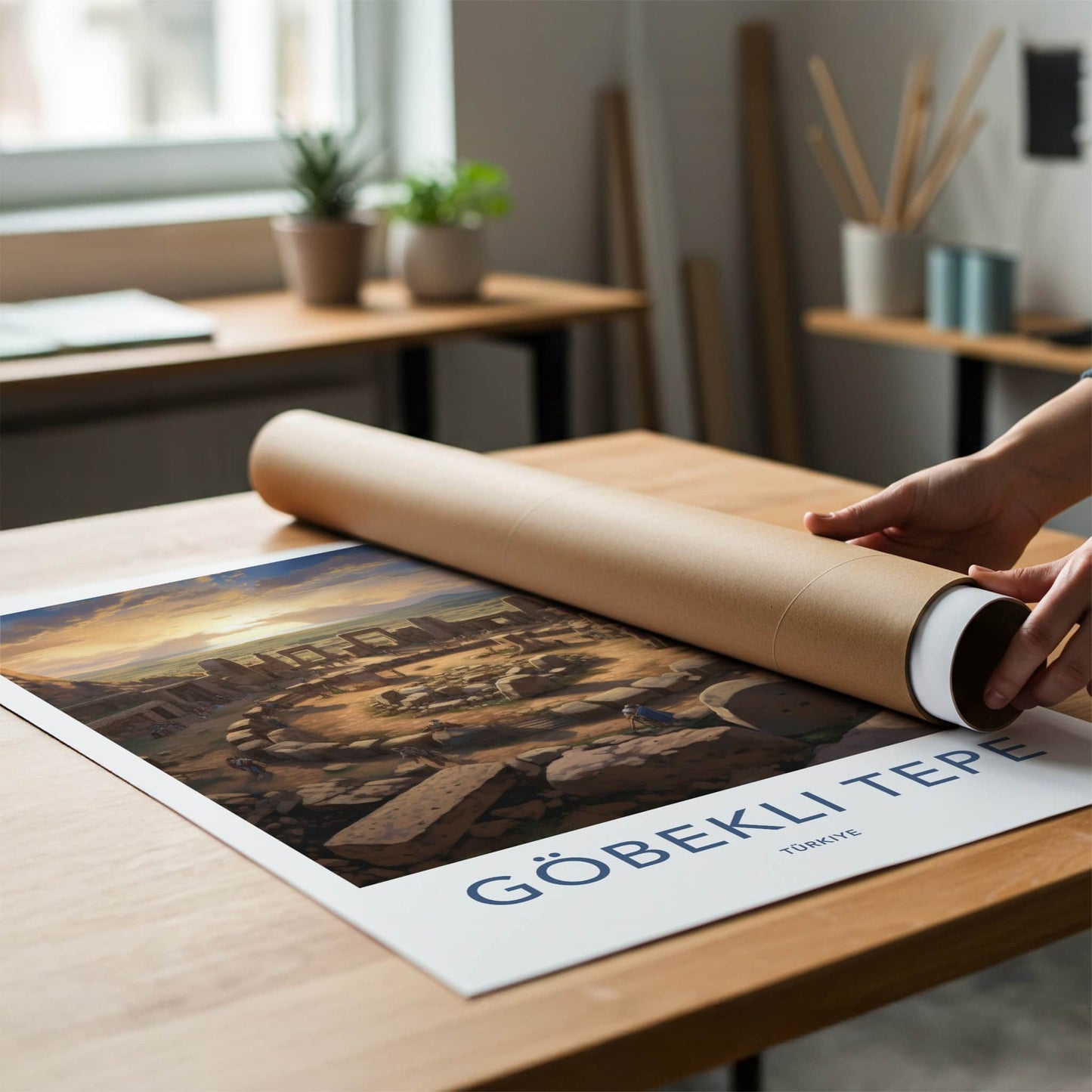 Goebekli Tepe Poster - Turkiye Travel Art - Ancient Site Sunset Home Decor
