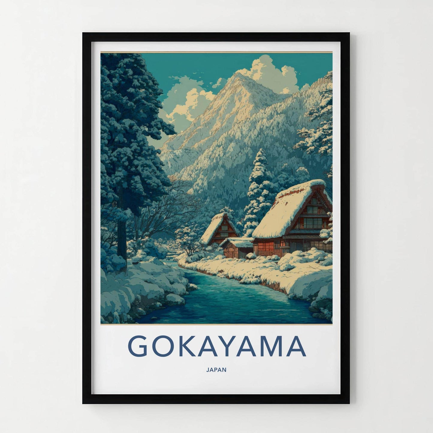 Gokayama Poster - Japan Travel Art - Snowy Mountain Village Home Decor