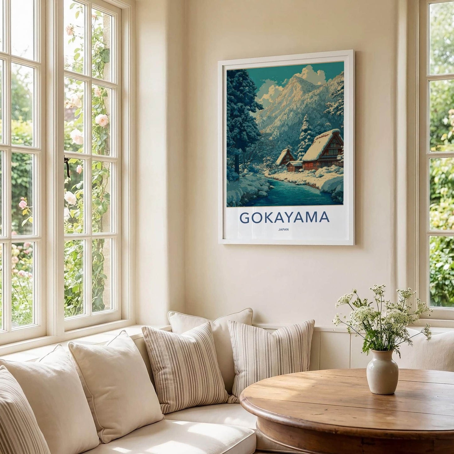 Gokayama Poster - Japan Travel Art - Snowy Mountain Village Home Decor