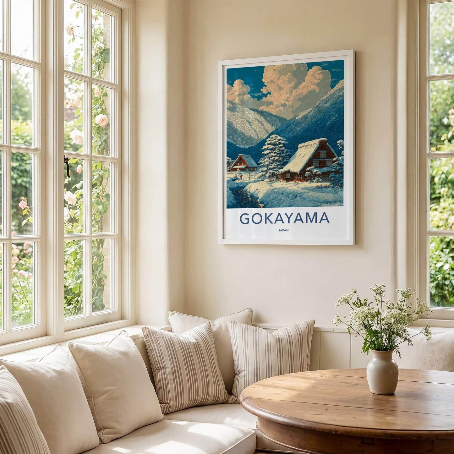 Gokayama Poster - Japan Travel Art - Snowy Village Houses Wall Decor