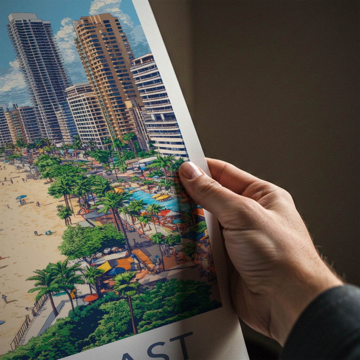 Gold Coast Poster - Australia Travel Art - Coastal Skyscraper Beach Home Decor