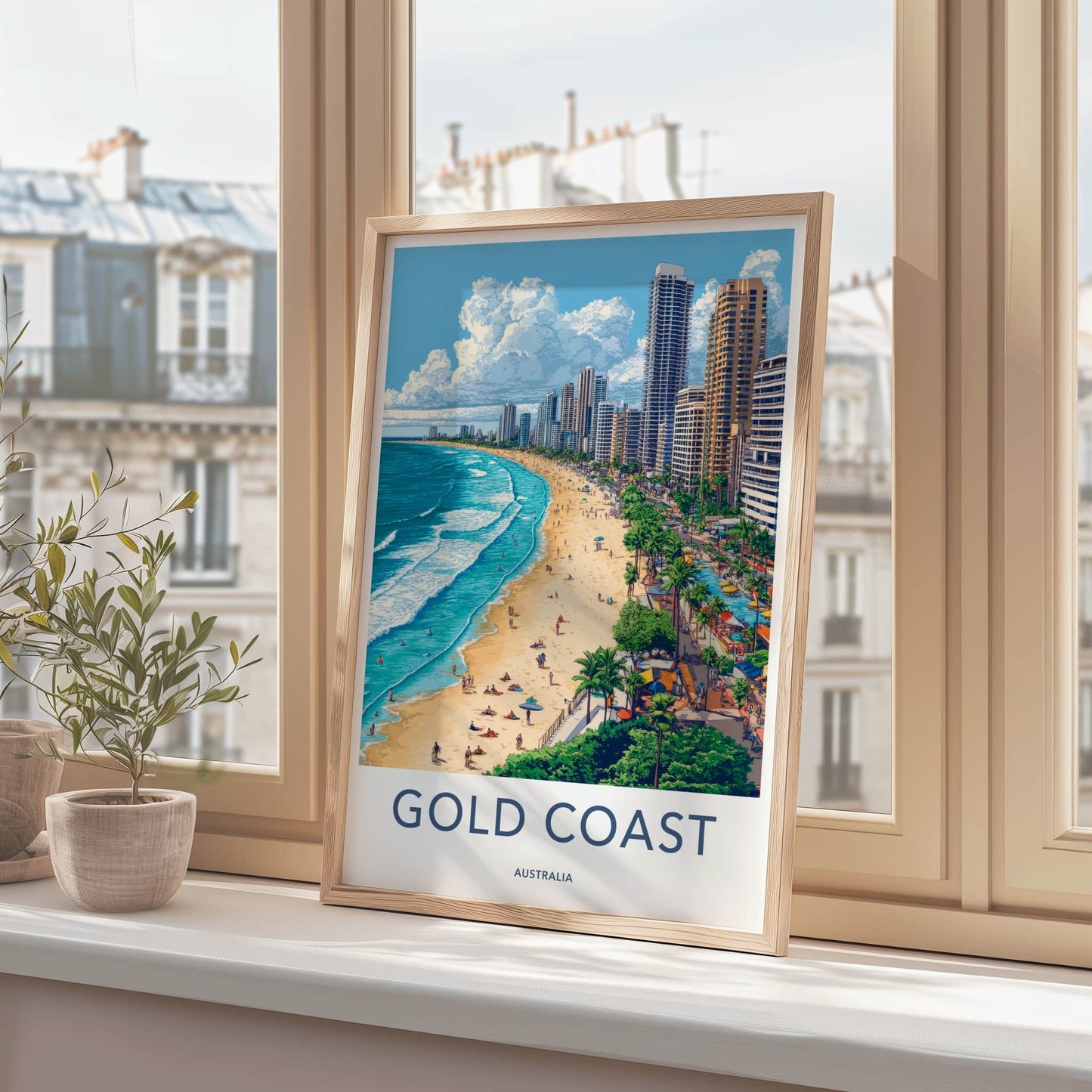 Gold Coast Poster - Australia Travel Art - Coastal Skyscraper Beach Home Decor