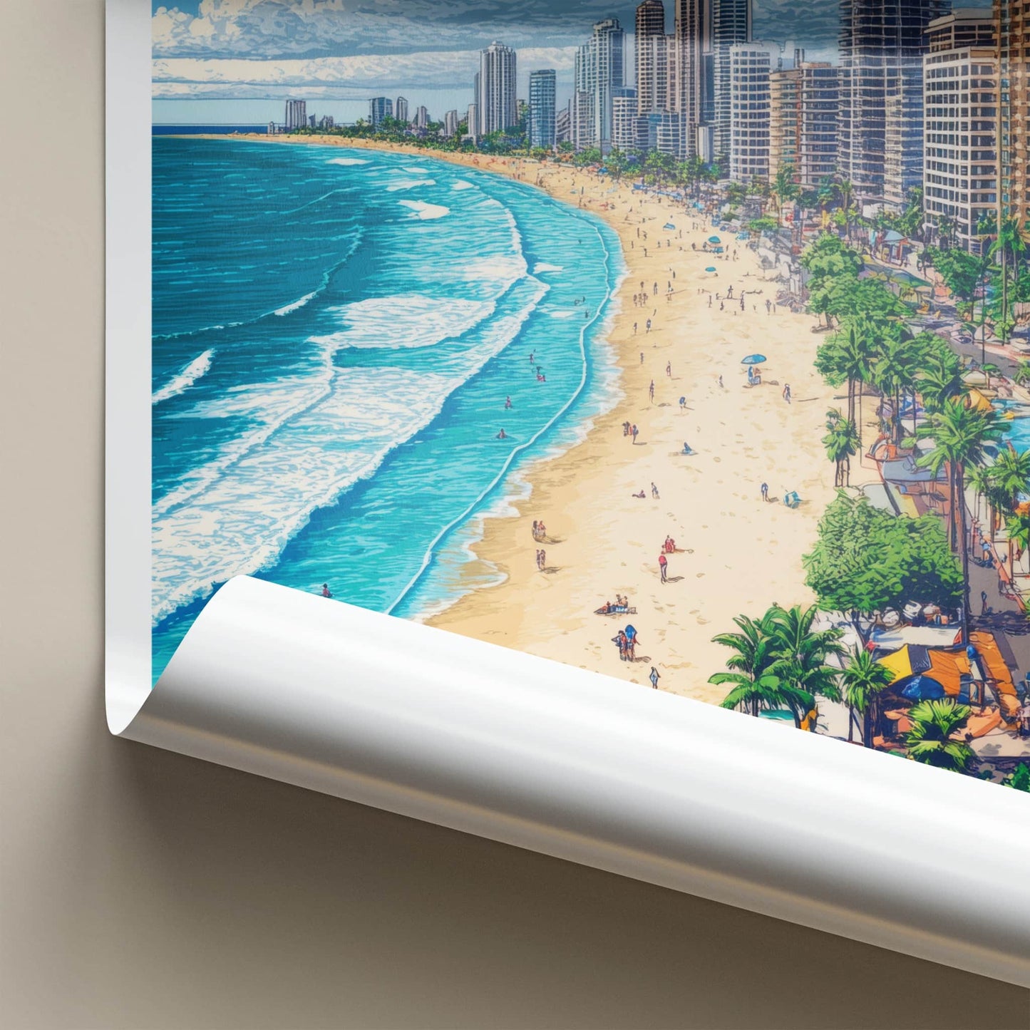 Gold Coast Poster - Australia Travel Art - Coastal Skyscraper Beach Home Decor