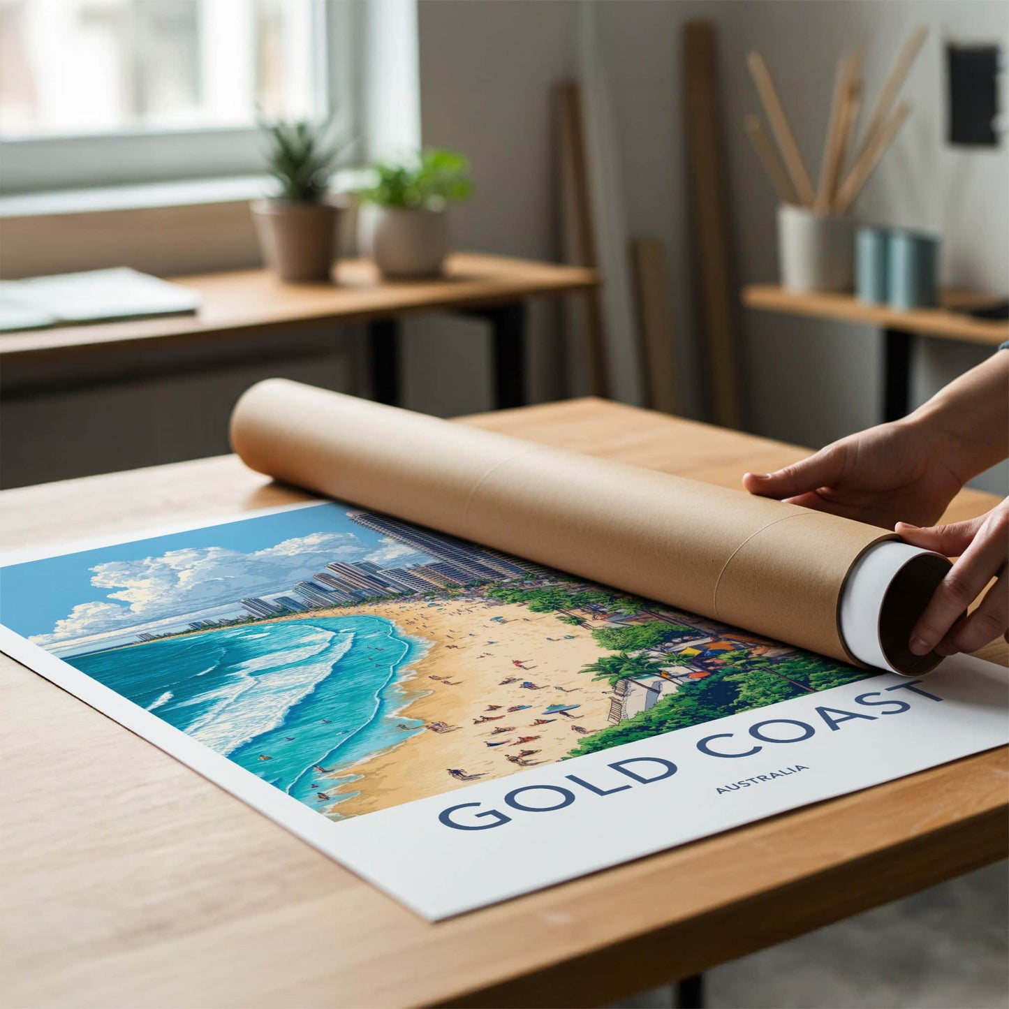 Gold Coast Poster - Australia Travel Art - Coastal Skyscraper Beach Home Decor