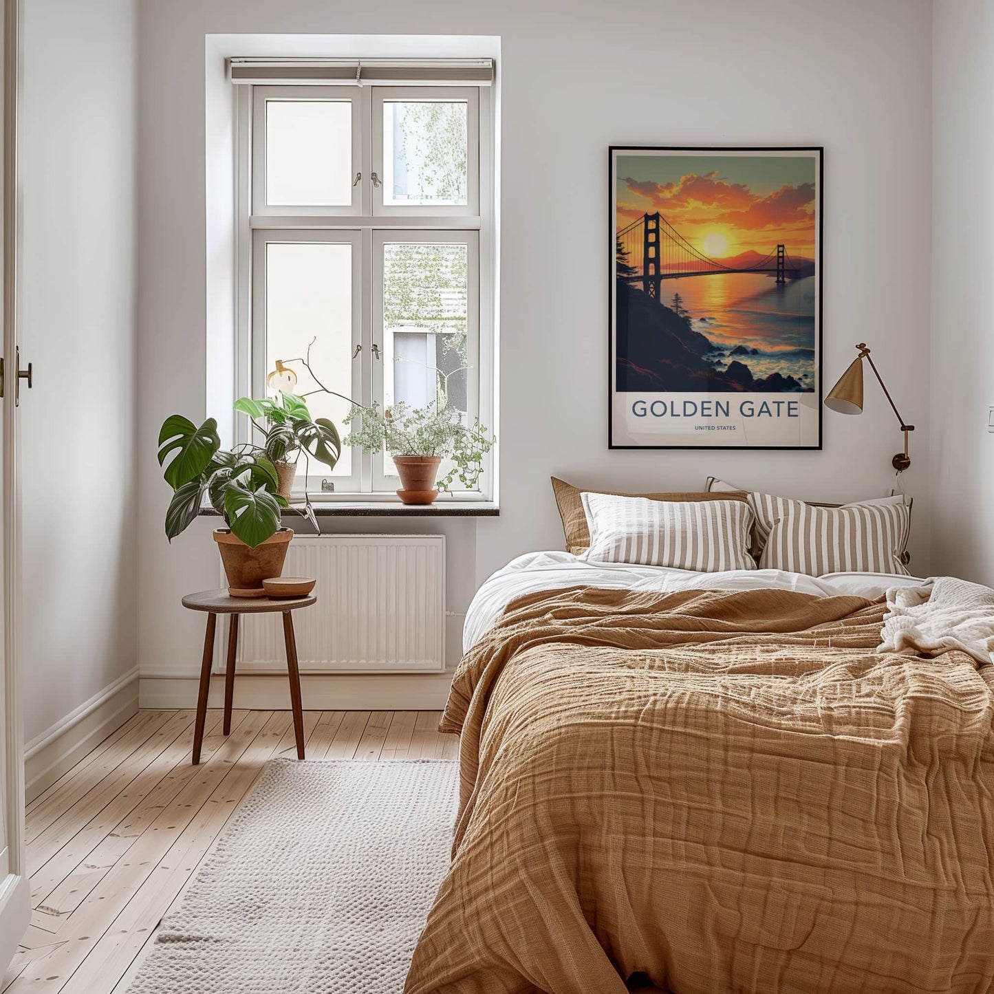 Golden Gate Poster - California Travel Print - Sunset Bridge Ocean Home Decor