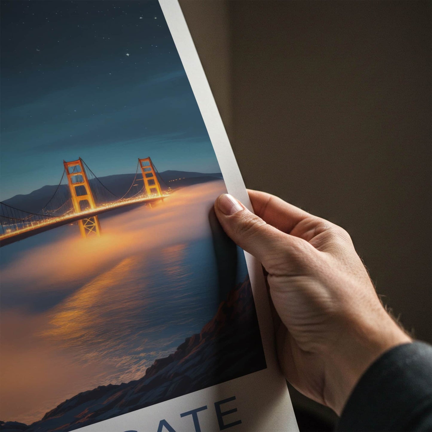 Golden Gate Poster - California Wall Art - Night Fog Bridge Home Decor