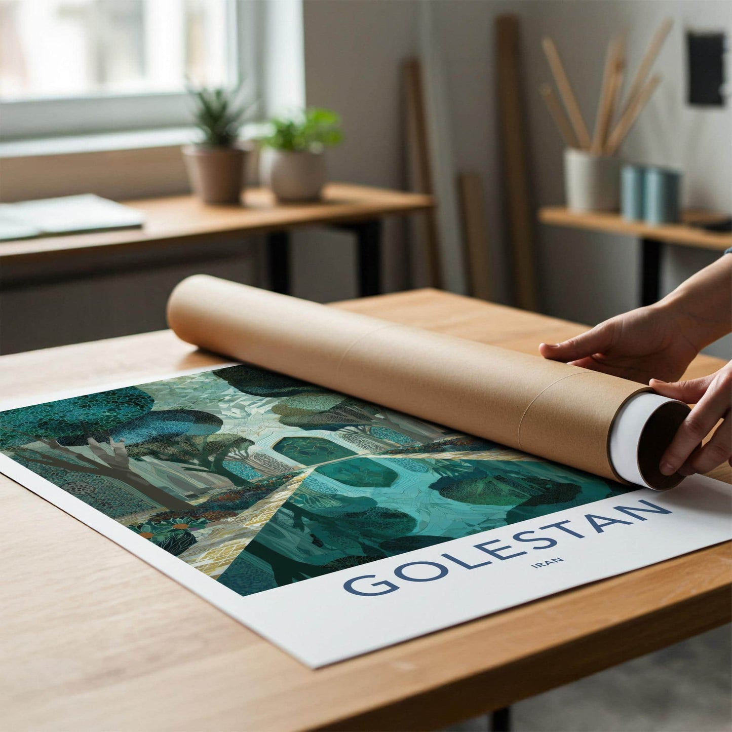 Golestan Poster - Iran Framed Print - Reflecting Pool Garden Lounge Decor