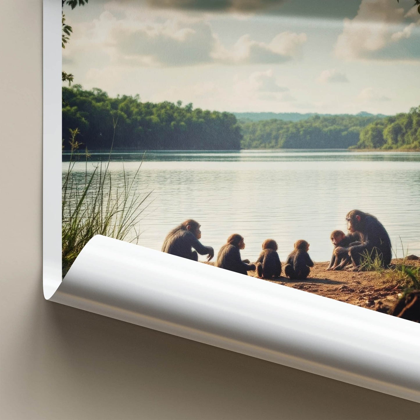 Gombe Poster - Tanzania Travel Art - Chimpanzees Lake Shore Home Decor