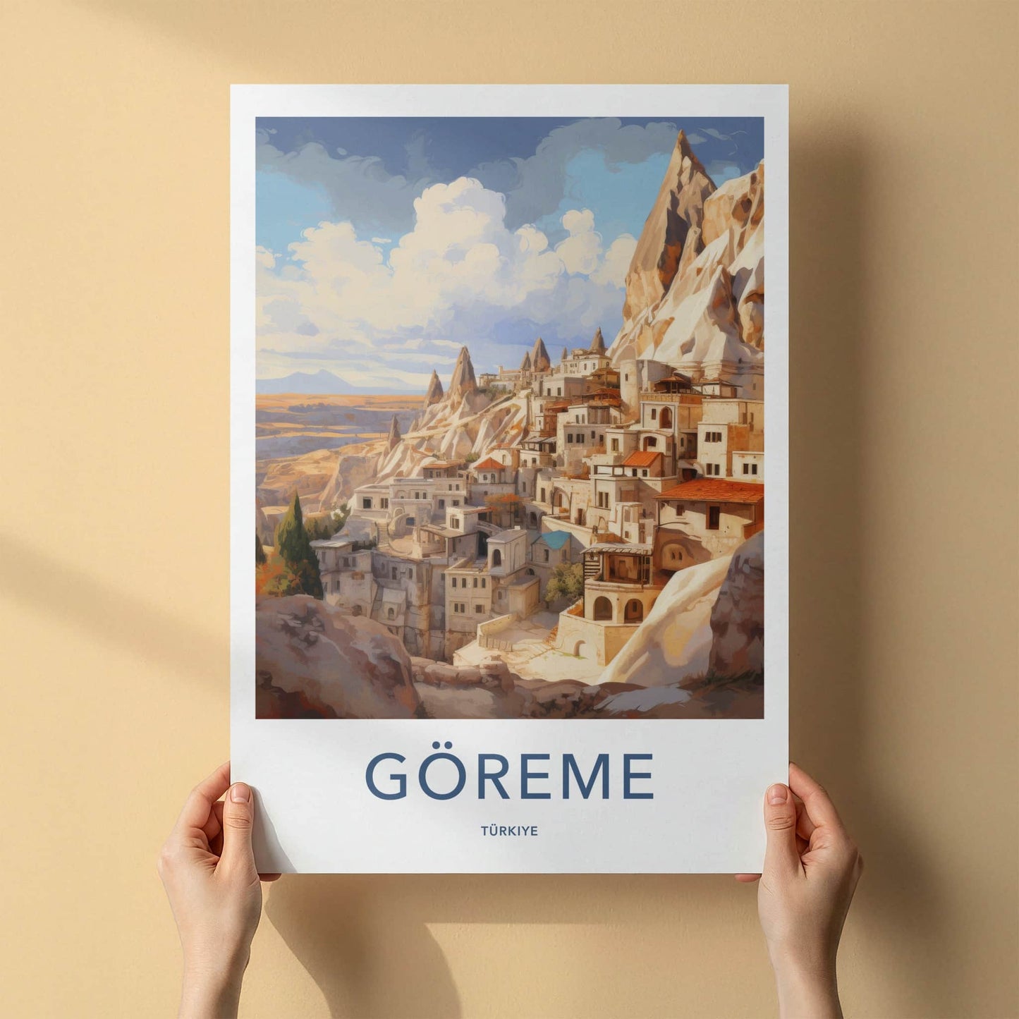 Goreme Poster - Turkiye Travel Art - Rock Cut Village Home Decor