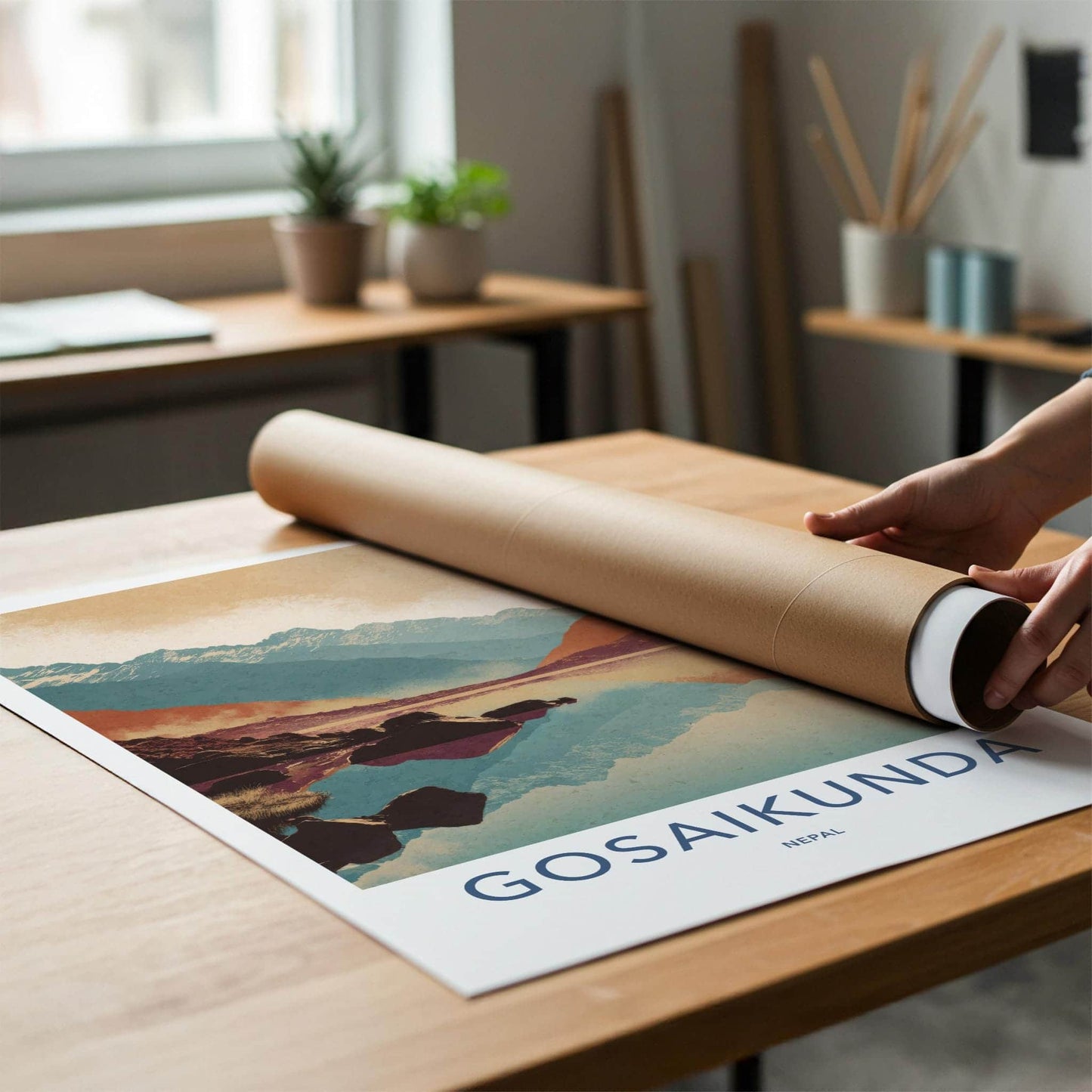 Gosaikunda Poster - Nepal Travel Art - Mountain Lake Reflections Home Decor