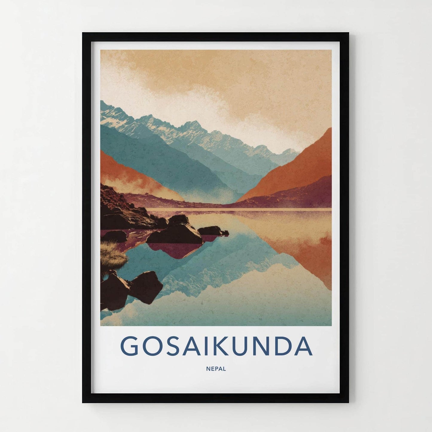 Gosaikunda Poster - Nepal Travel Art - Mountain Lake Reflections Home Decor