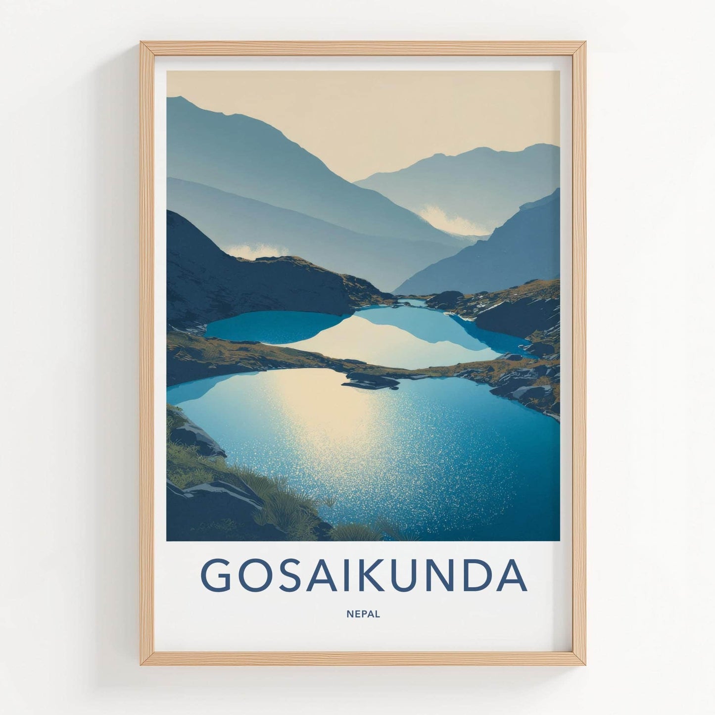 Gosaikunda Poster - Nepal Travel Art - Sparkling Lakes Vista Home Decor