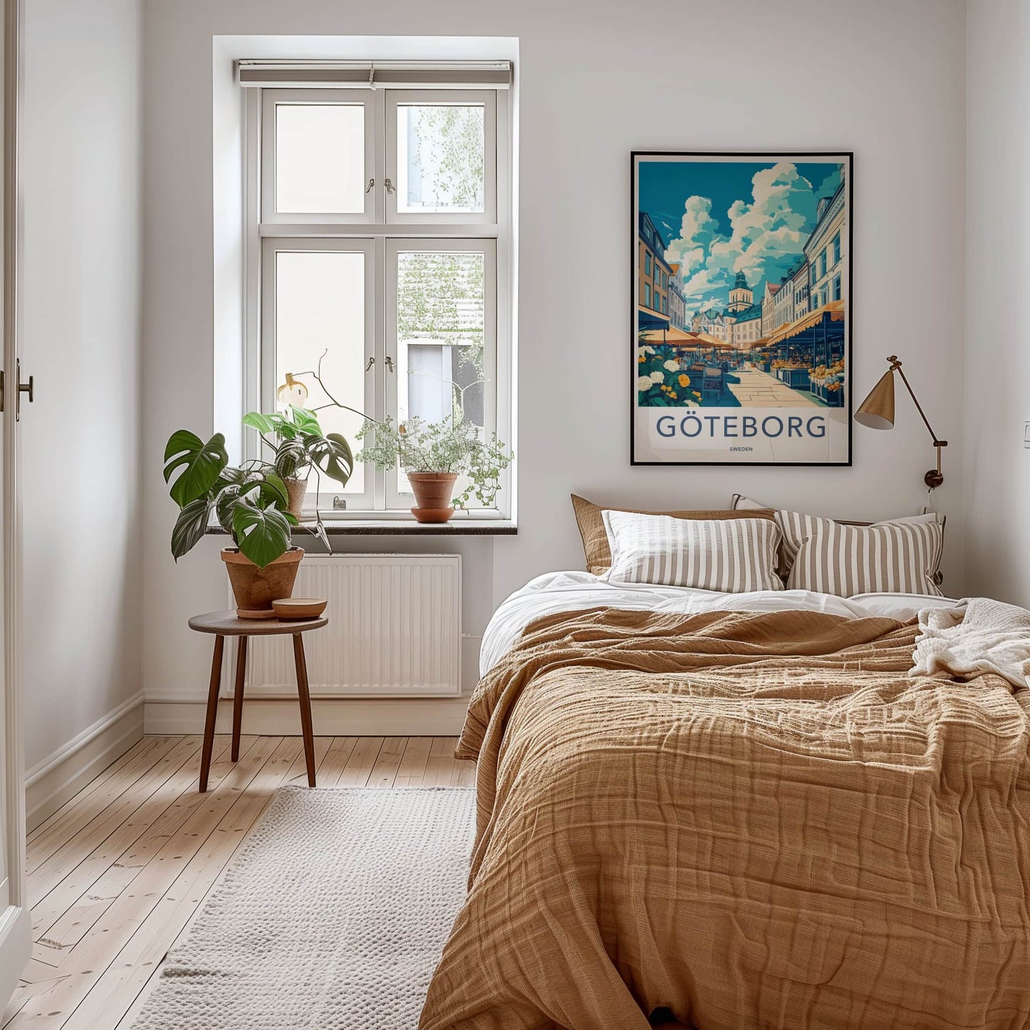 Goteborg Poster - Sweden Travel Art - Bustling Market Street Home Decor