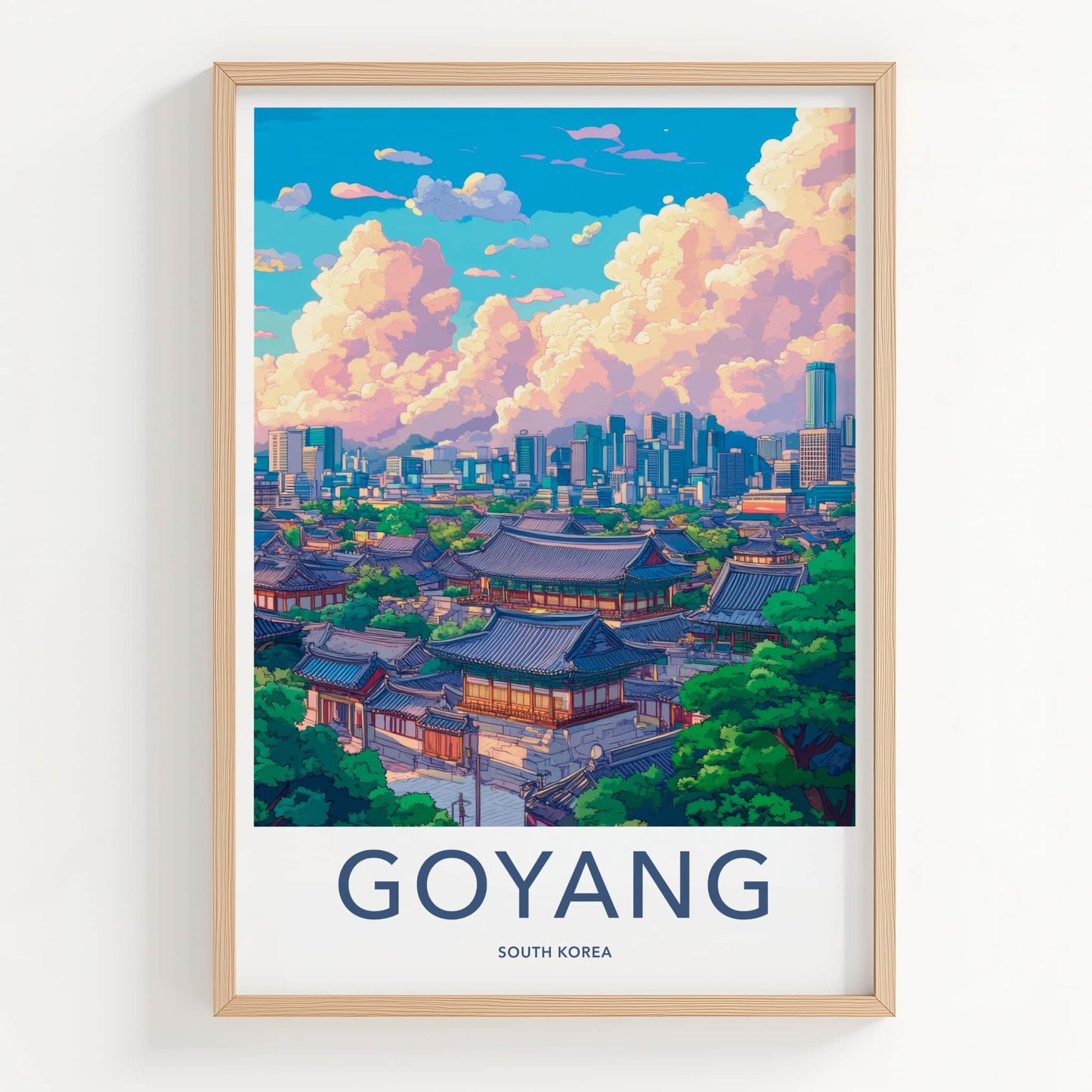 Goyang Poster - South Korea Wall Art - Hanok City Skyline Home Decor