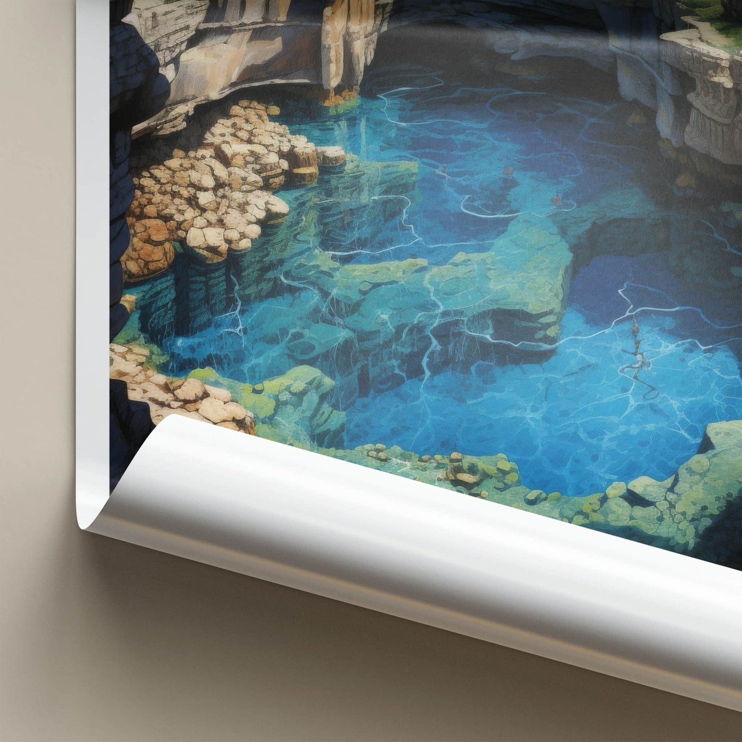 Gozo Poster - Malta Travel Art - Azure Water Cavern Home Decor