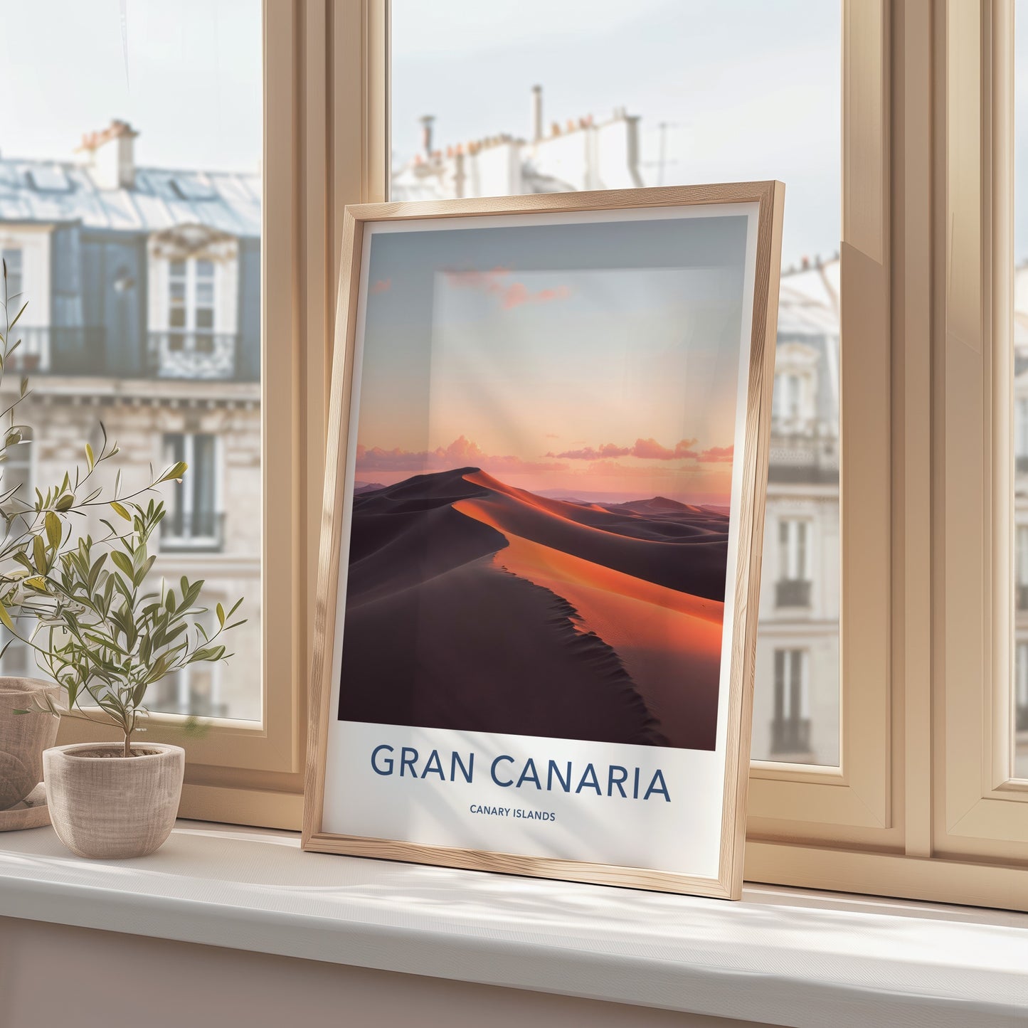 Gran Canaria Poster - Spain Travel Art - Orange Glowing Dunes Wall Decor