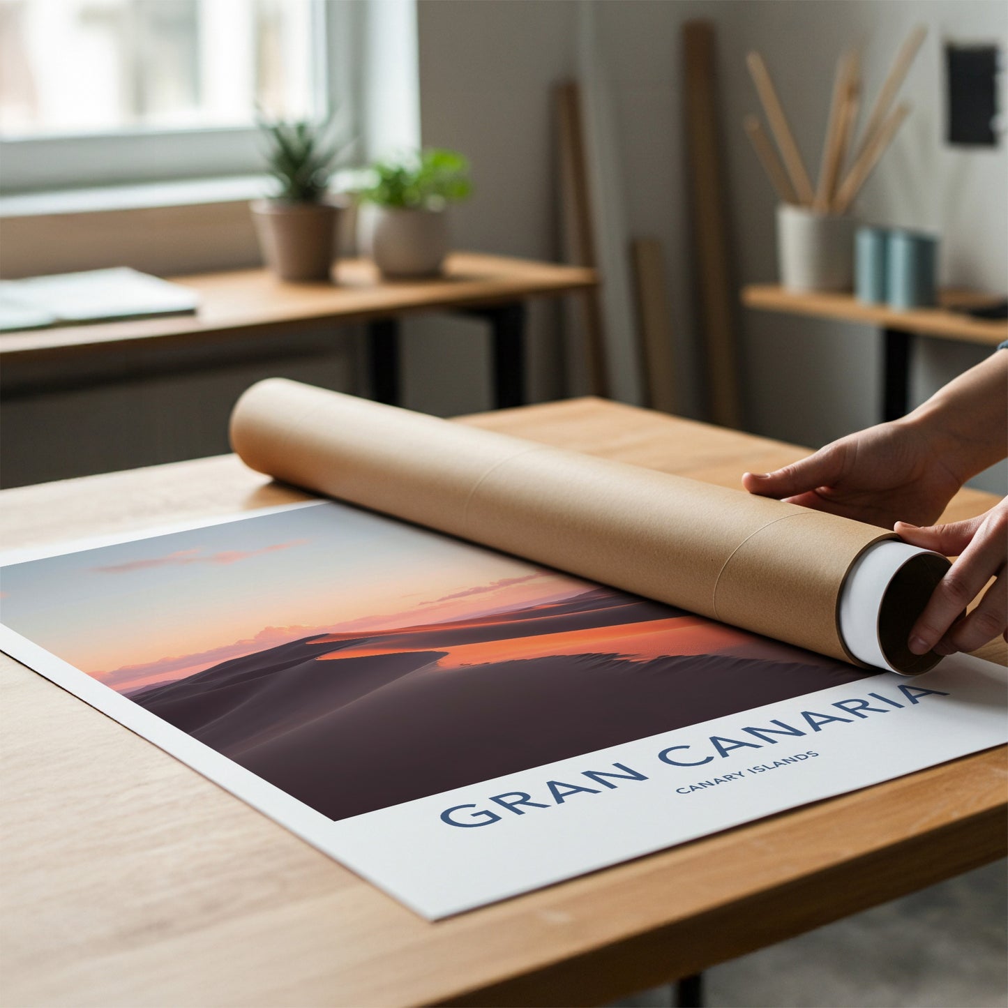 Gran Canaria Poster - Spain Travel Art - Orange Glowing Dunes Wall Decor