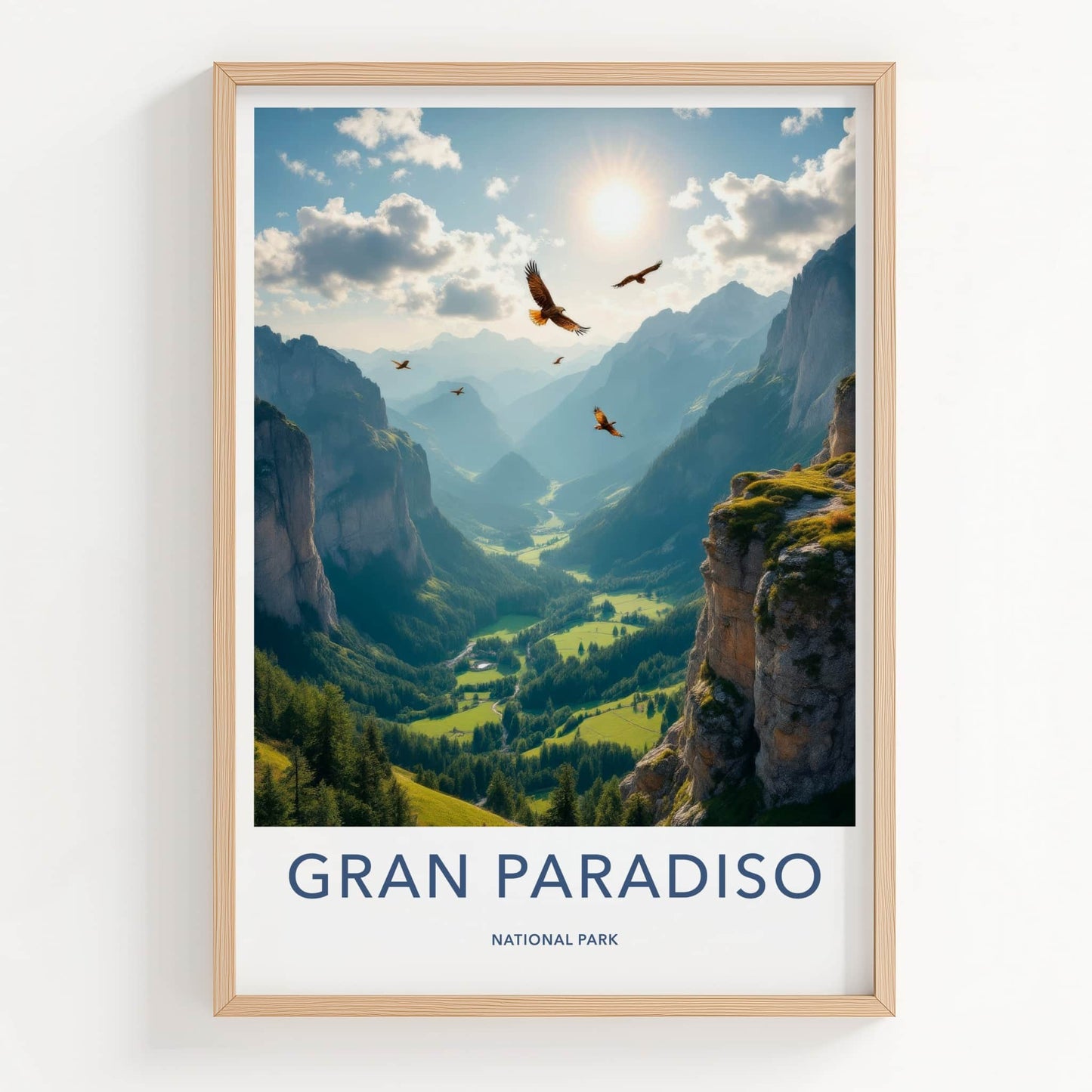 Gran Paradiso National Park Poster - Italy Art Print - Flying Eagles Valley Wall Decor