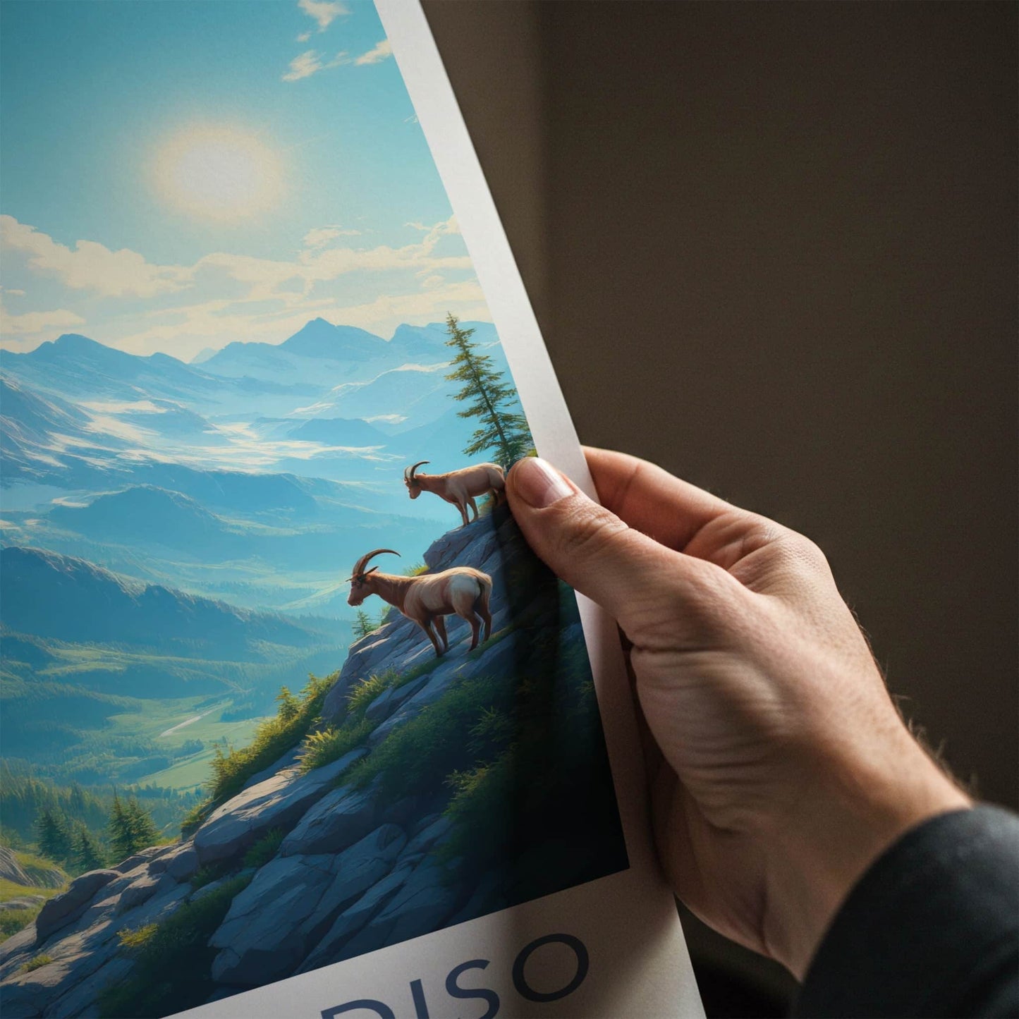 Gran Paradiso National Park Poster - Italy Travel Art - Mountain Goats Vista Home Decor