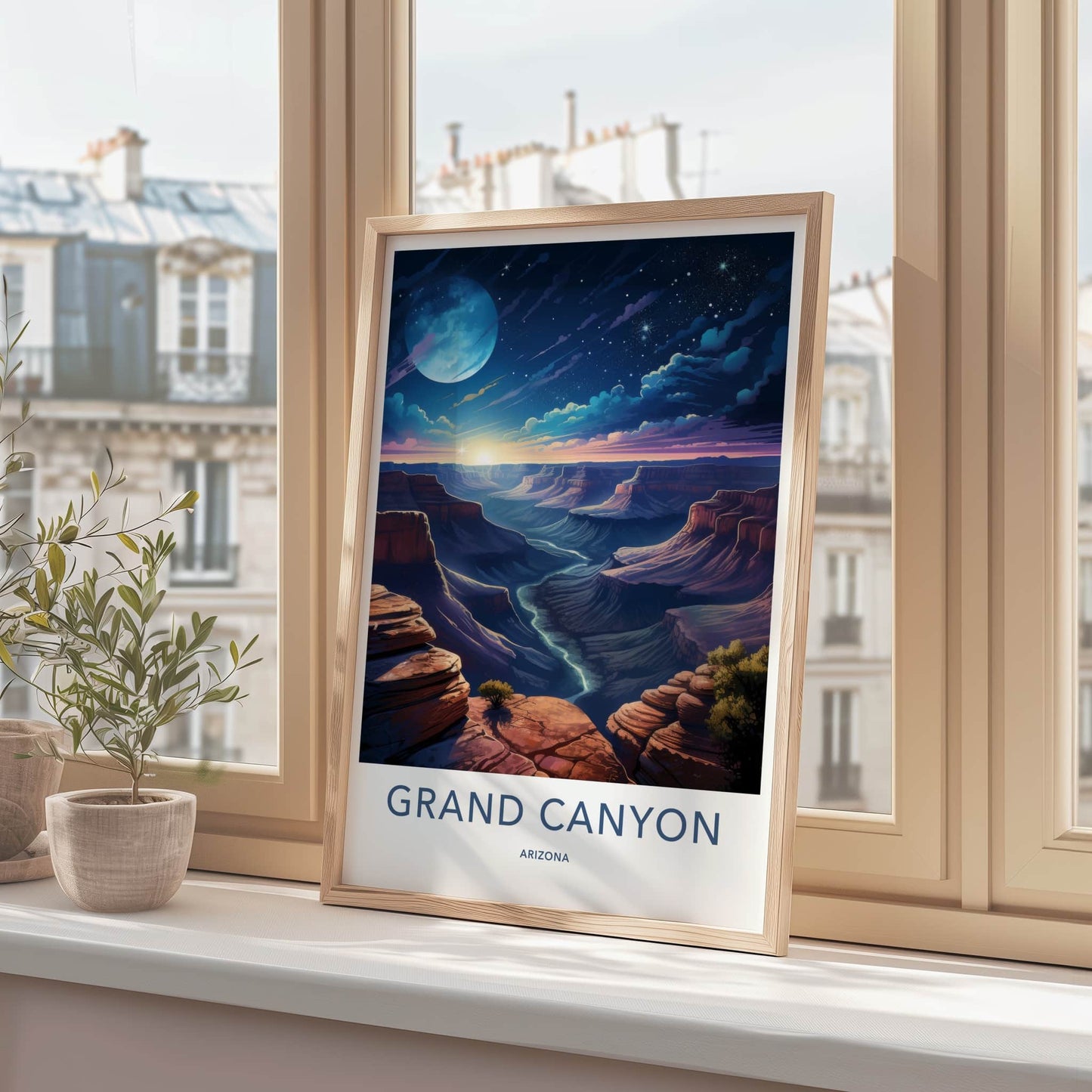 Grand Canyon Poster - Arizona Art Print - Vibrant Canyon Night Wall Decor