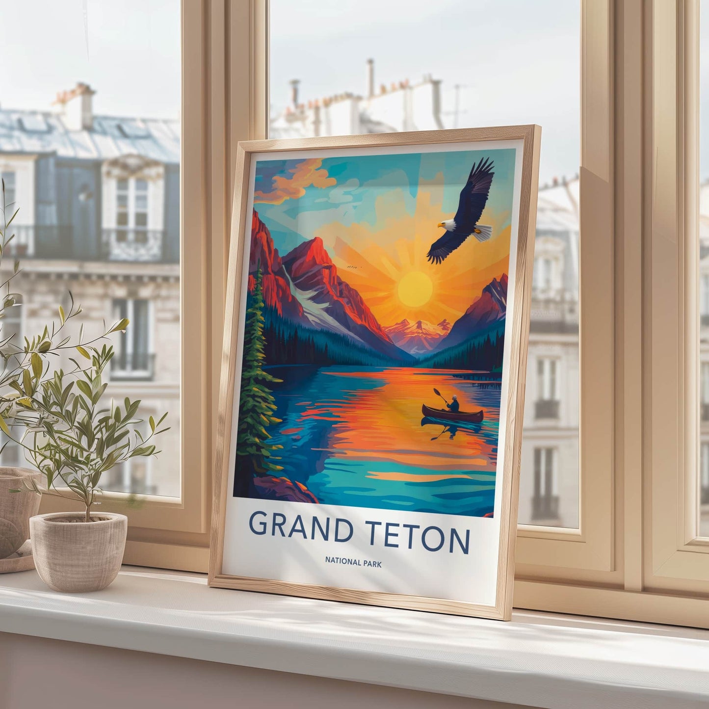 Grand Teton National Park Poster - Wyoming Wall Art - Eagle Lake Sunset Home Decor