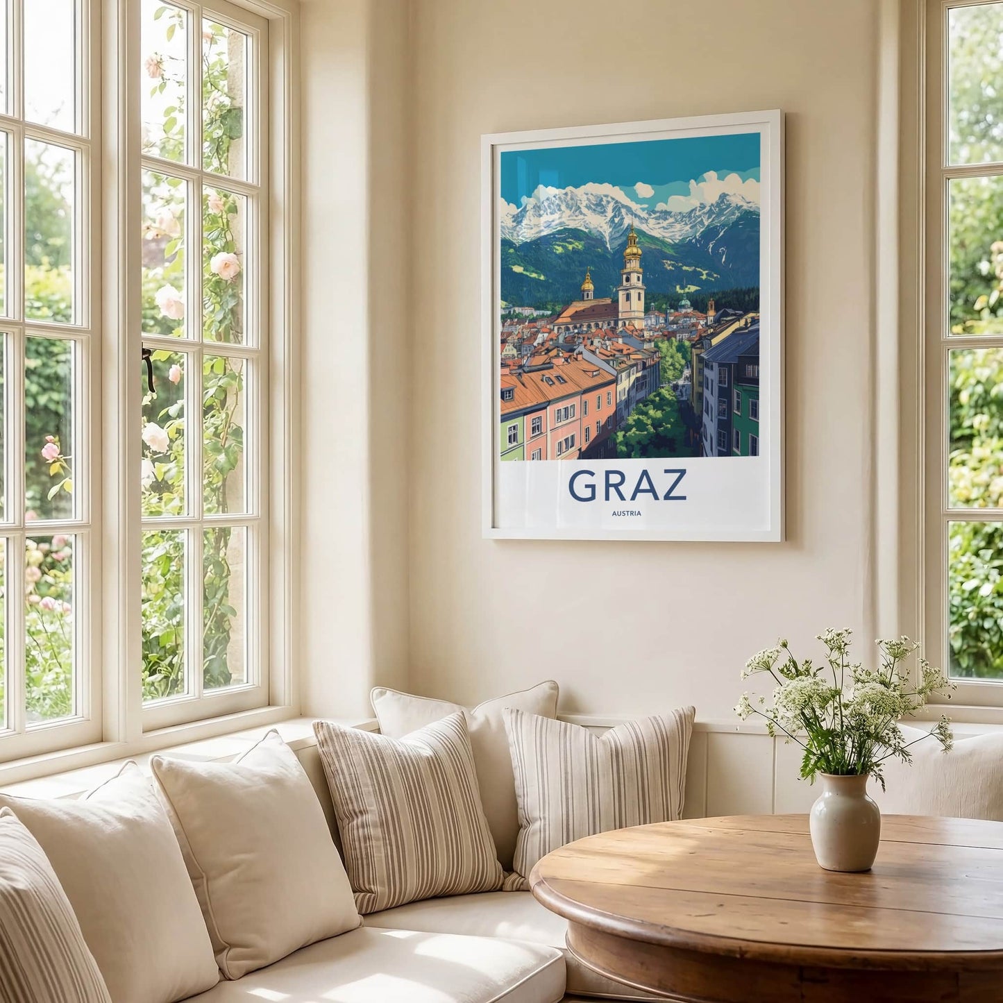 Graz Poster - Austria Travel Art - Historic City Mountains Home Decor