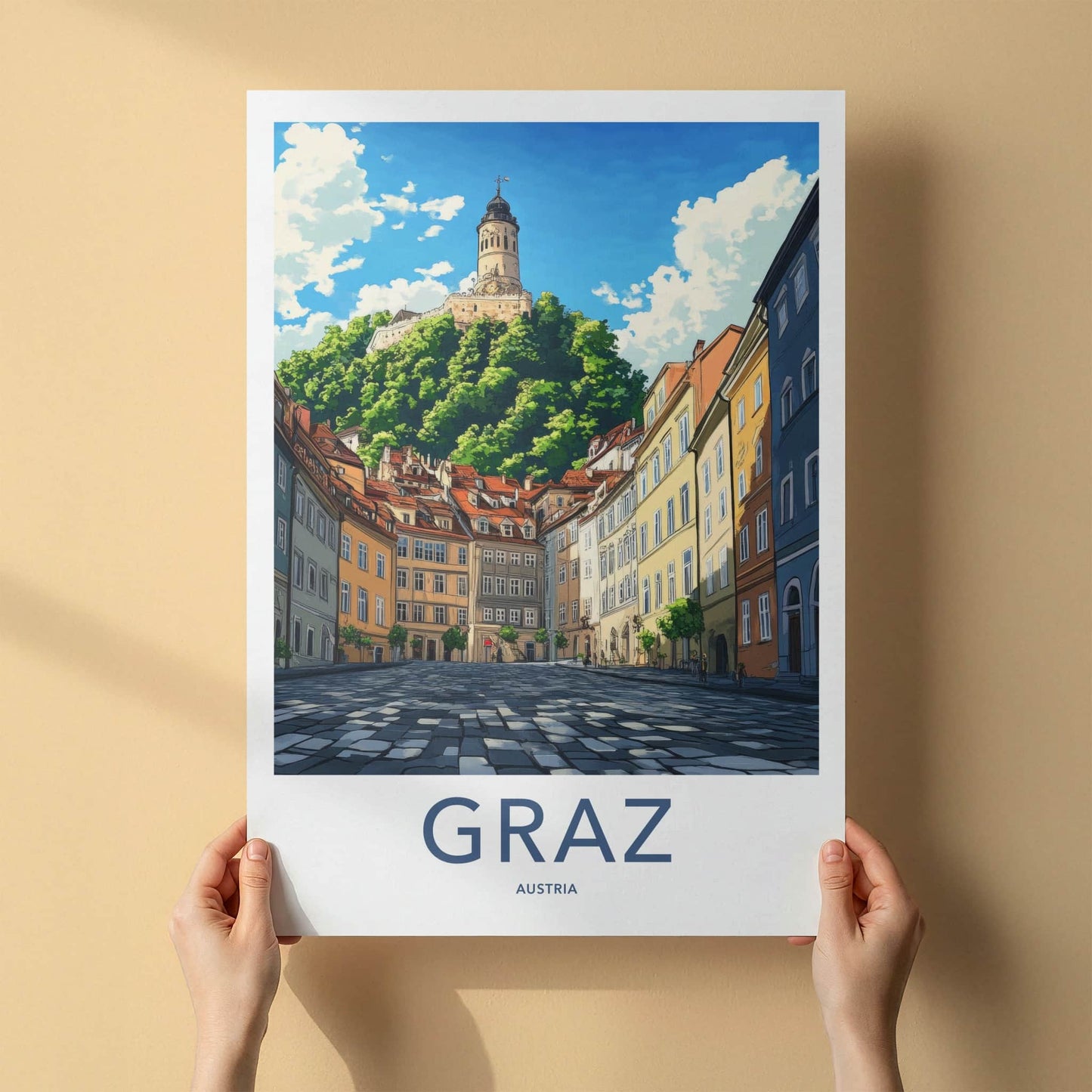 Graz Poster - Austria Wall Art - Historic Tower View Home Decor